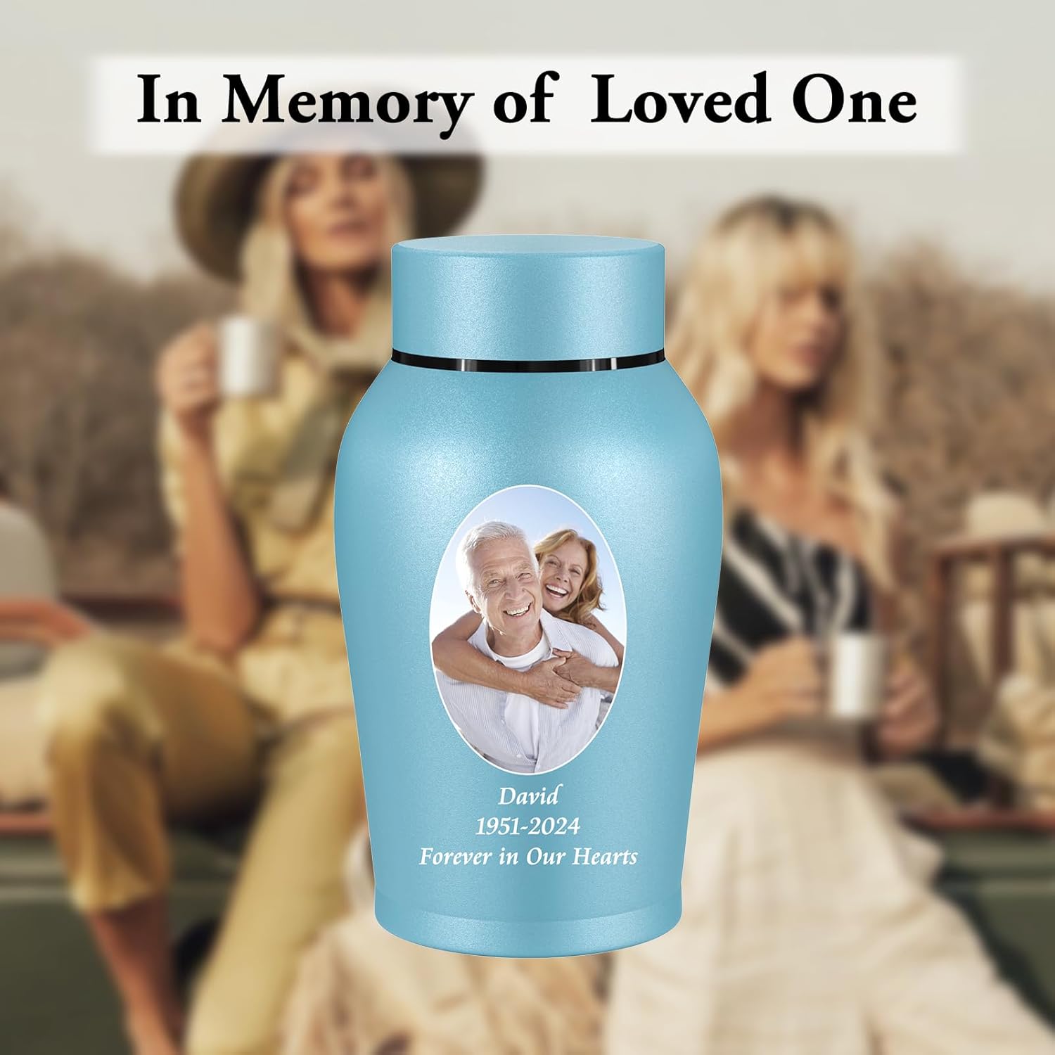 Personalized Matte Blue Urn for Human Ashes