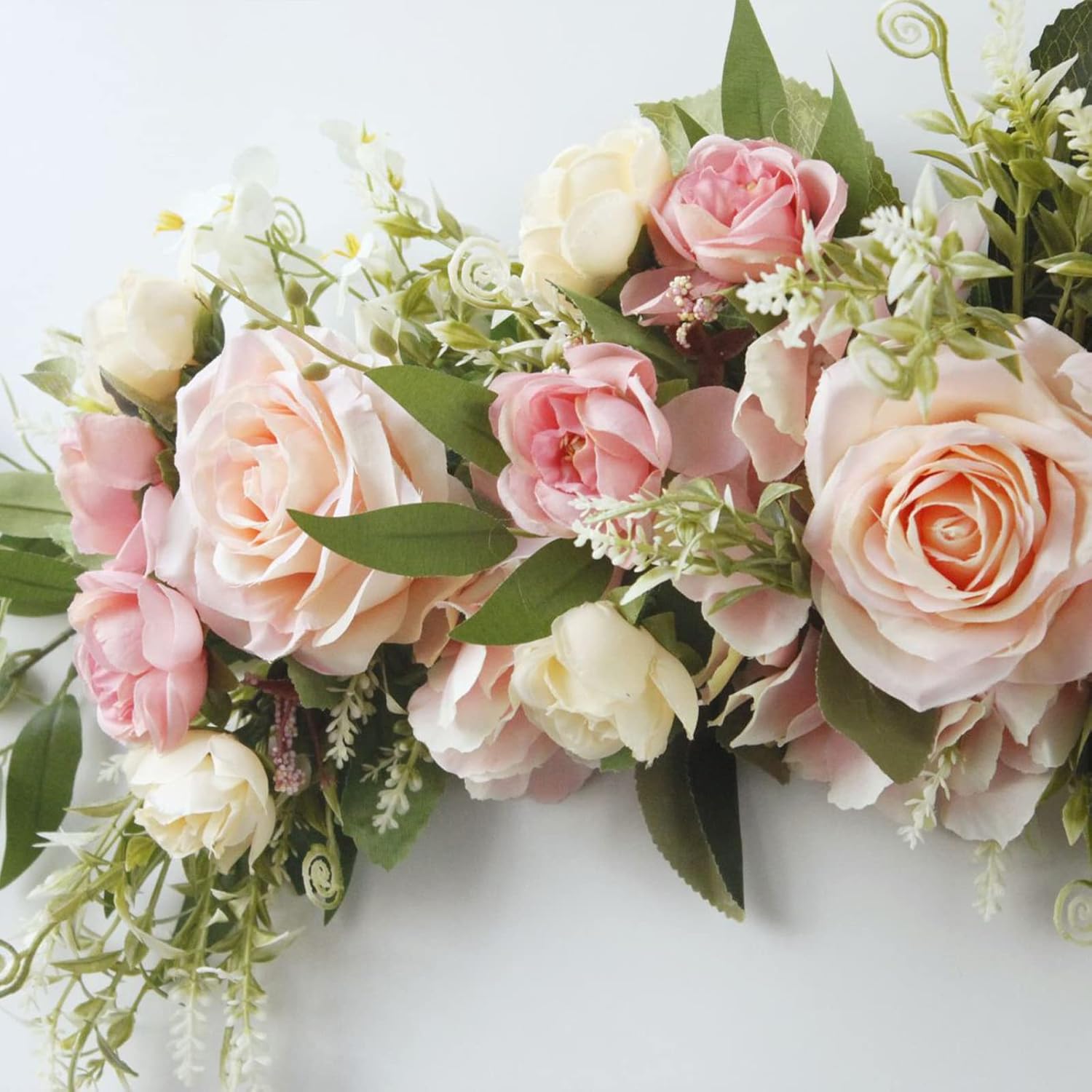 Firlar Artificial White Rose Swag 256 Inch Decor