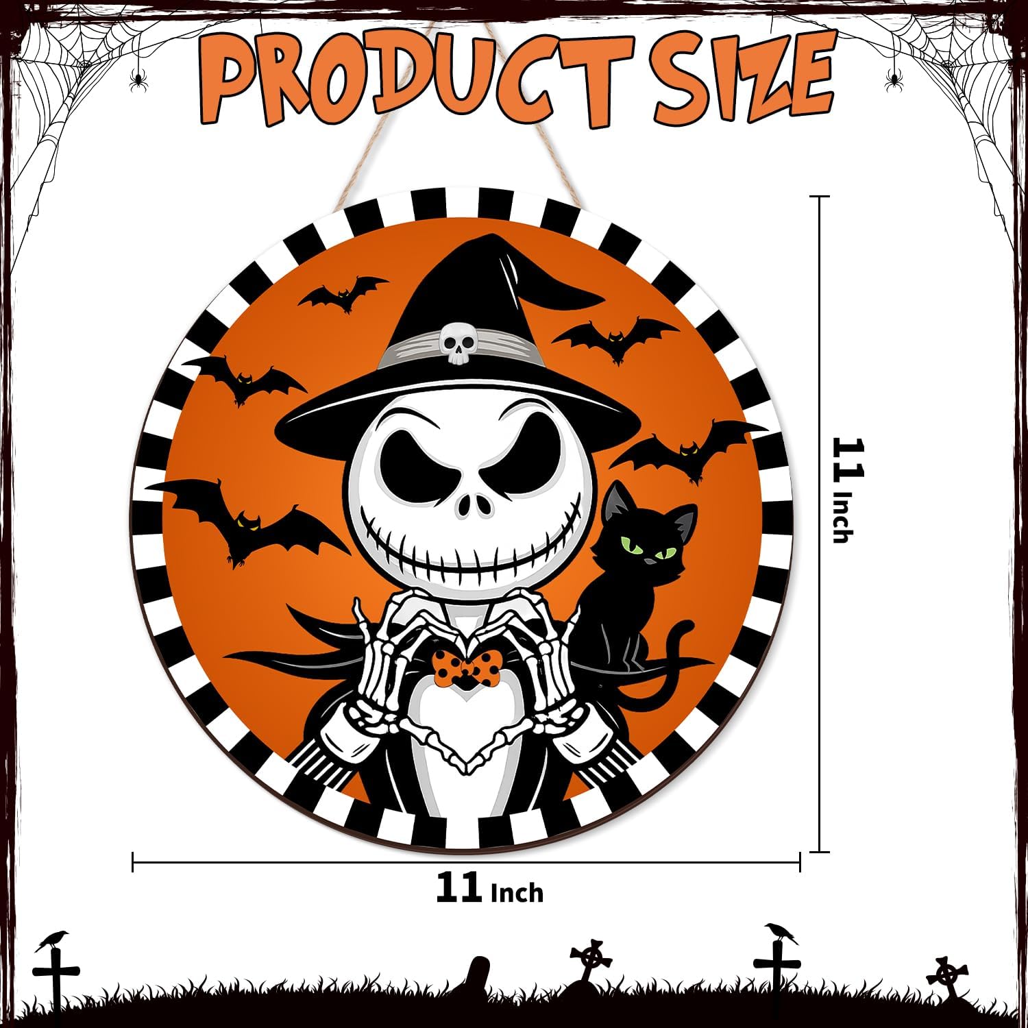 Aymolas Halloween Jack O Lantern Wreath Sign