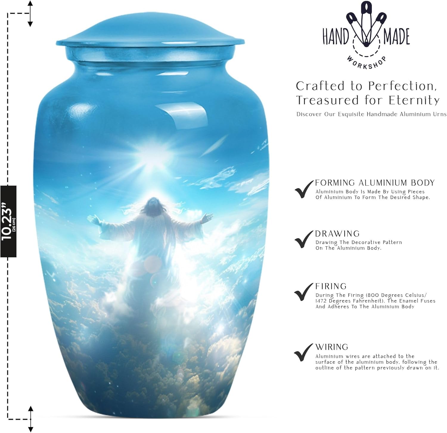 Jesus Cross Urn for Ashes - Large Velvet Bag Included