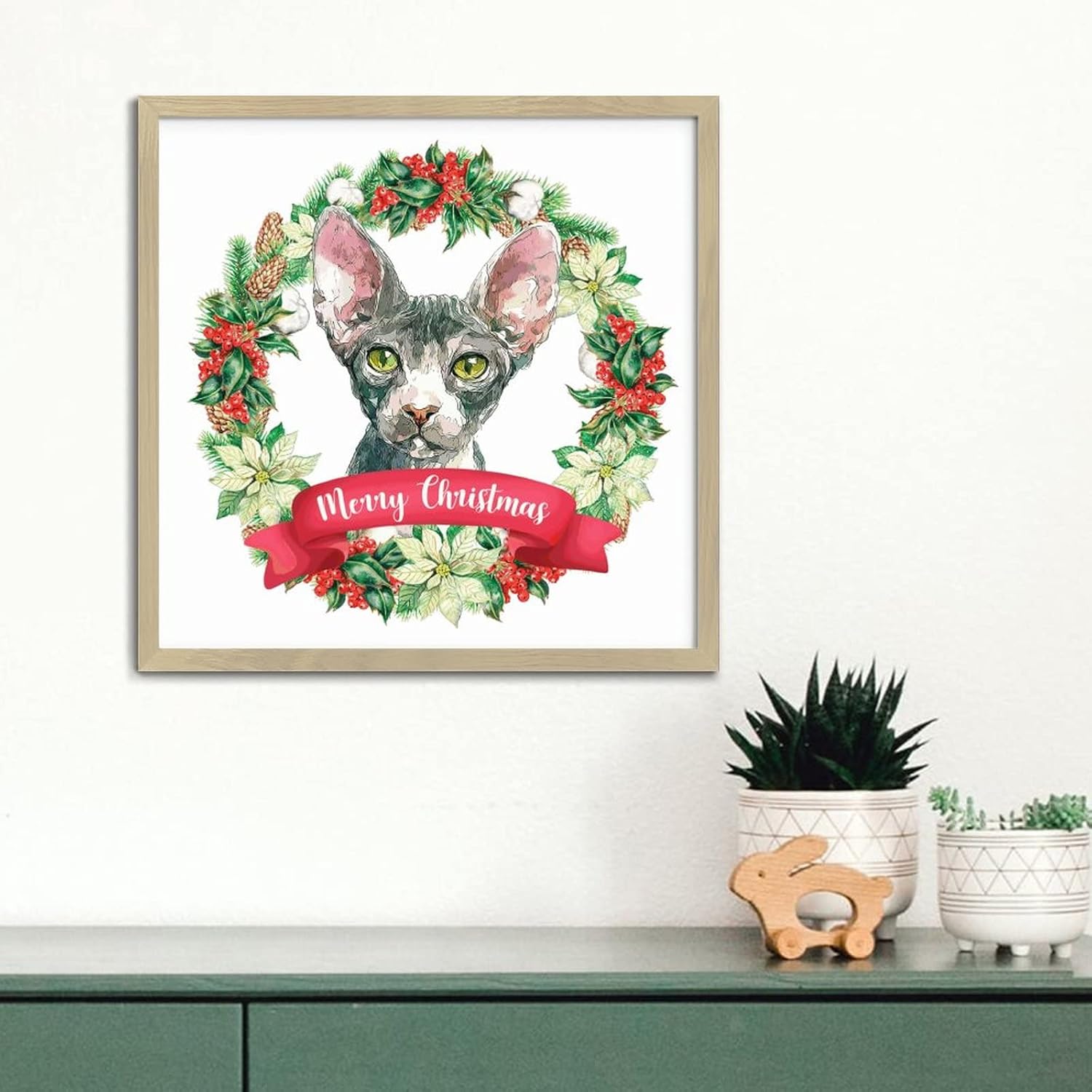 Winter Door Hanger Wreath Wooden Plaque with Frames