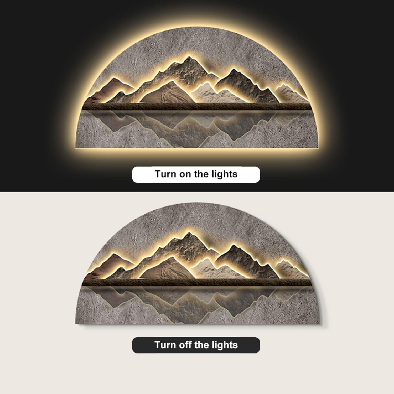 Homary 492 Inch LED Lighted Abstract Mountain Wall Art