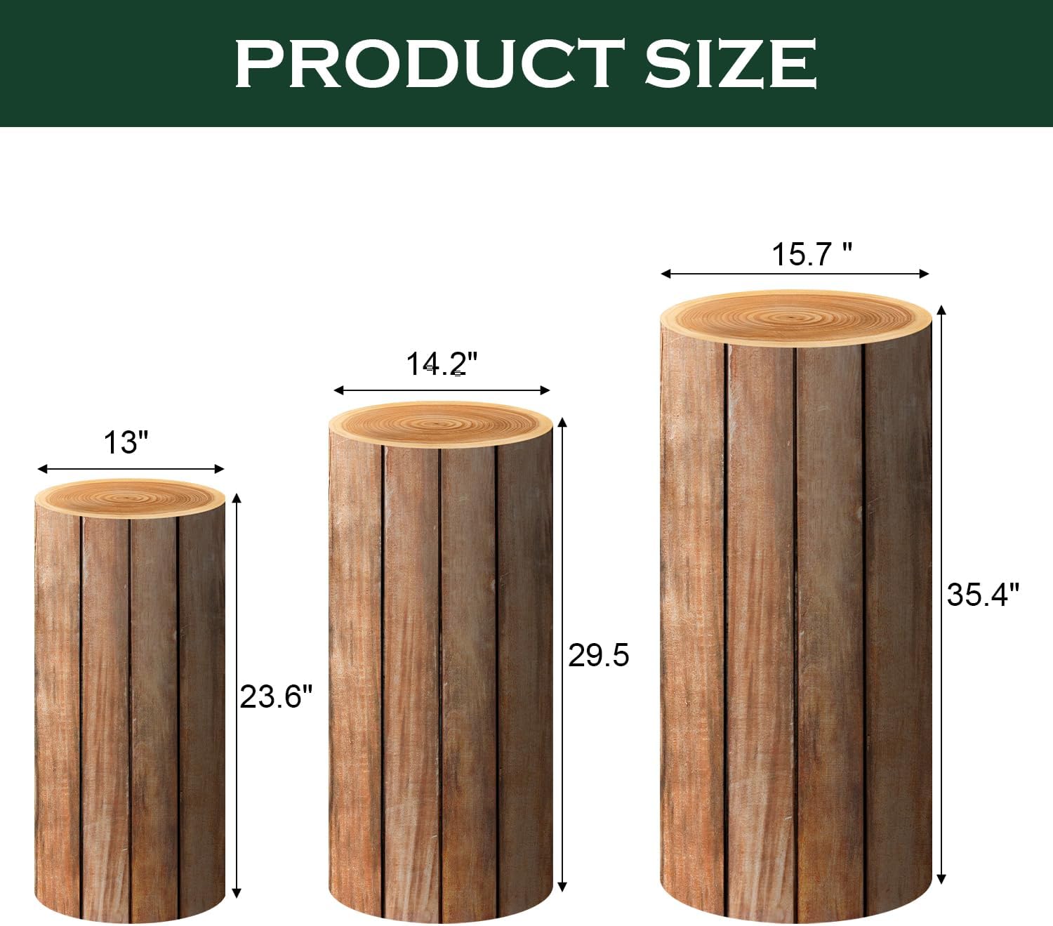 SaitiMade Set of 3 Wood Cylinder Stand Covers