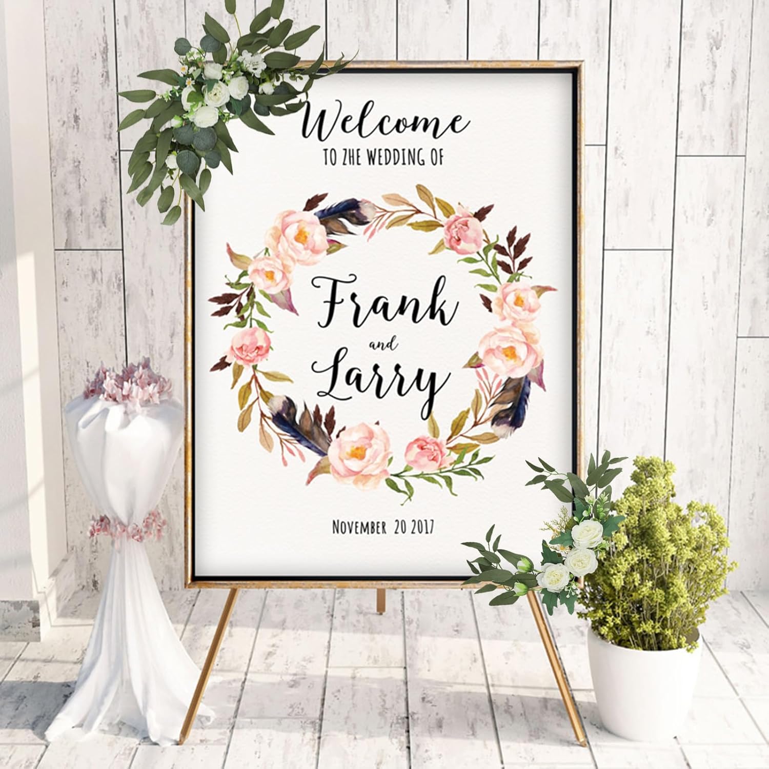 Artificial White Hydrangea Flower Swag for Wedding Arch Decor