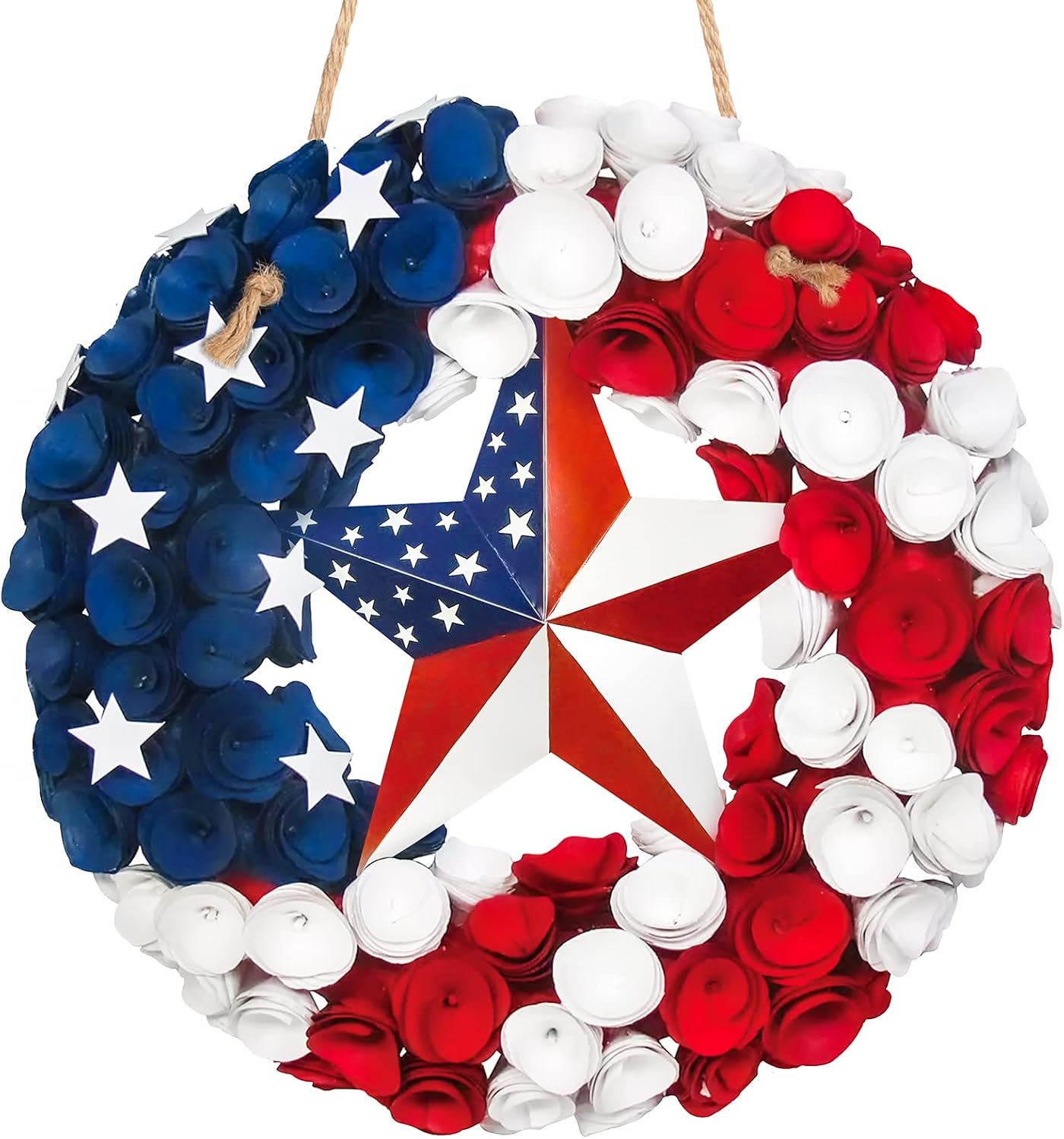 Jetec 4th of July Wooden Patriotic Hanging Sign with Rope