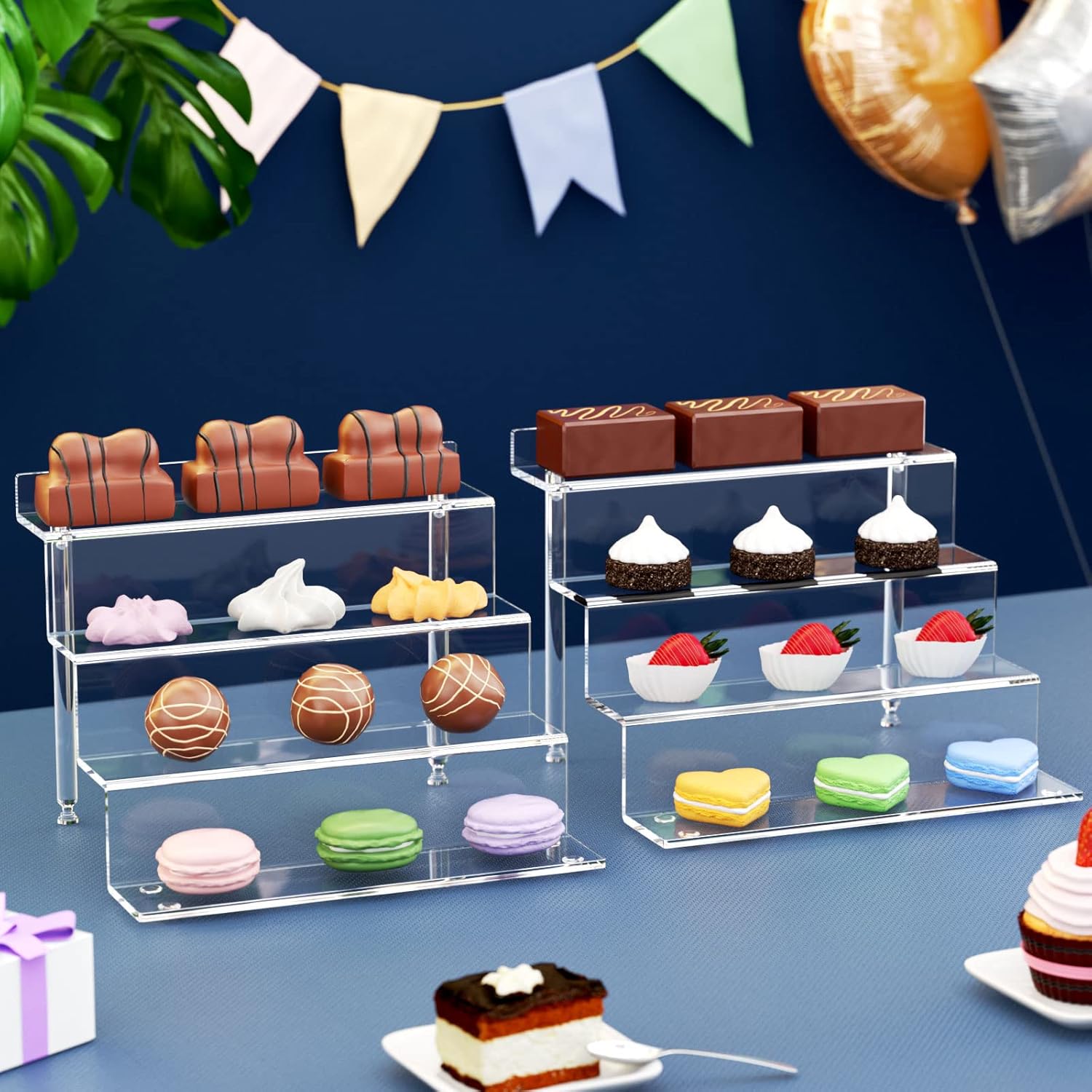 NIUBEE Acrylic Riser Display Shelf 4 Tier 9 Inch