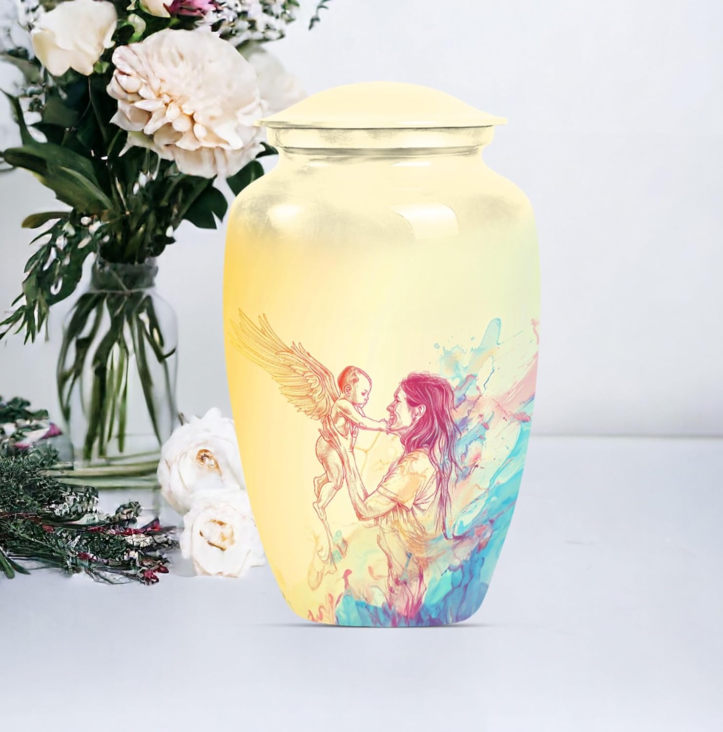 Large Velvet Urn for Ashes - Cremation Urn for Men and Women