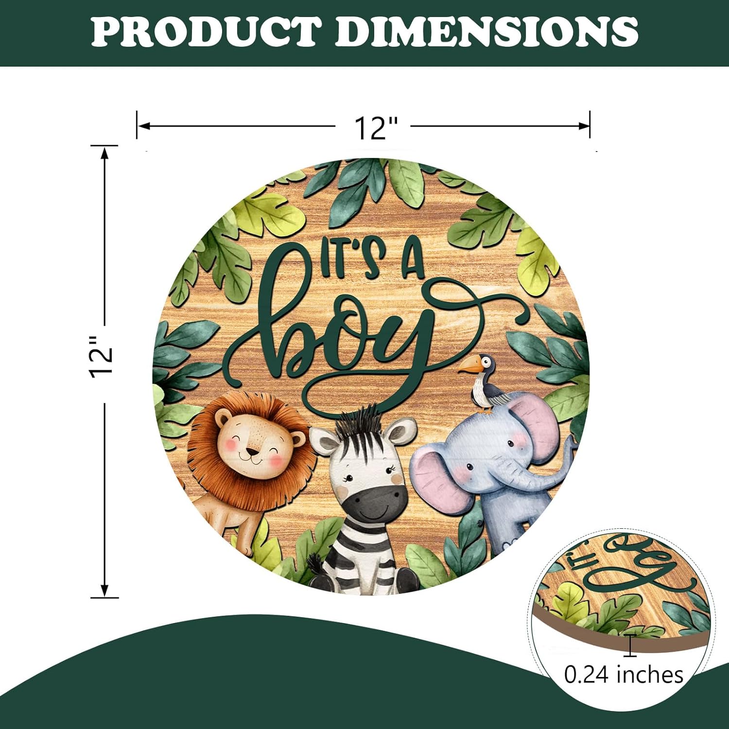 Its A Boy Jungle Animal Door Sign Decor