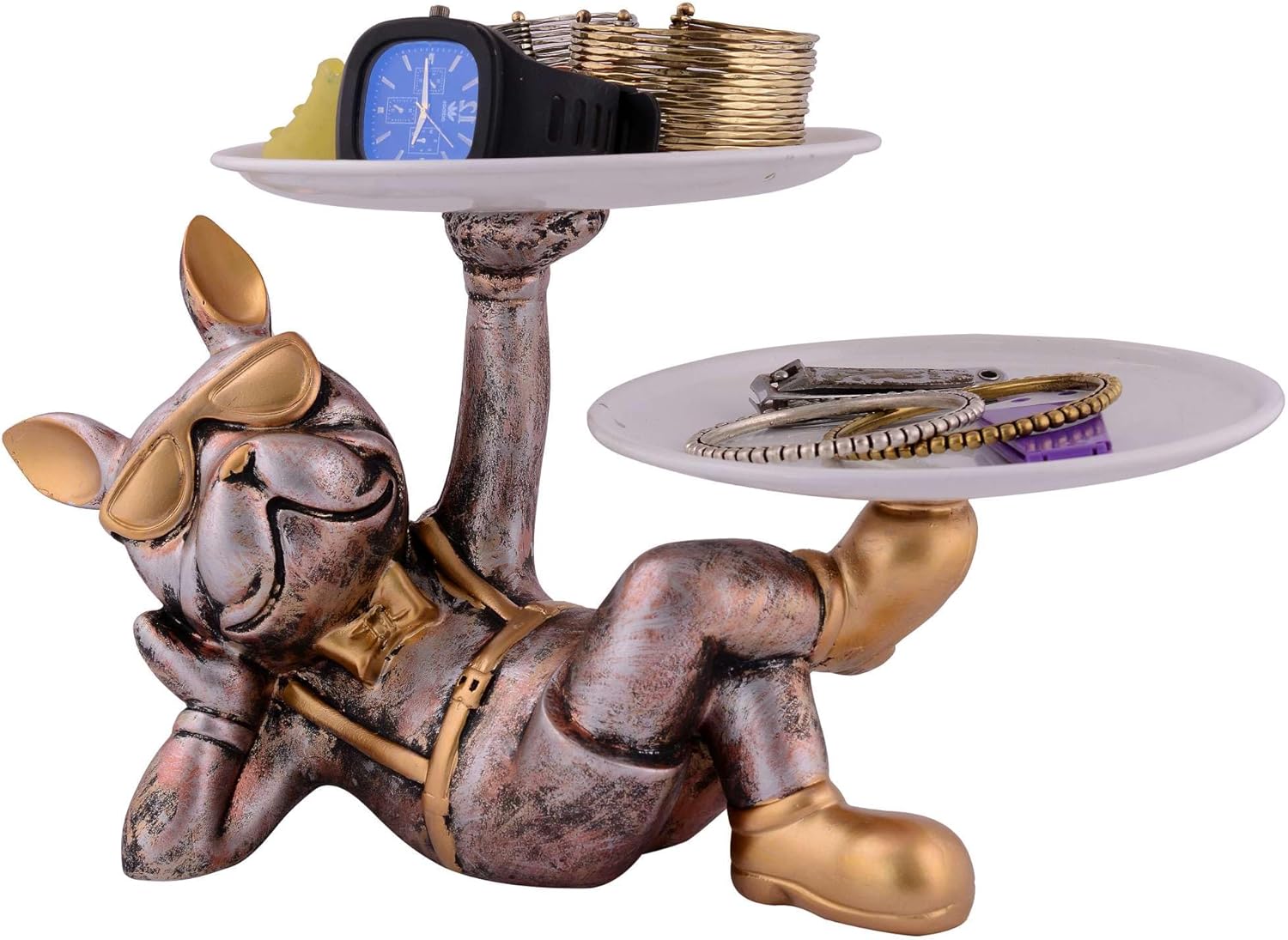 Cute Resin Cool Dog Sculpture Storage Tray