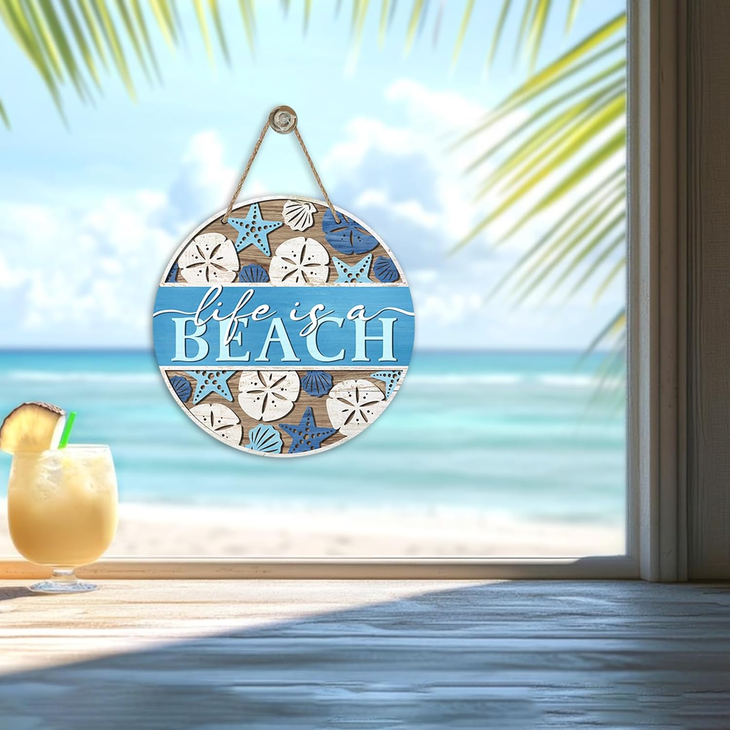 Summer Life is a Beach Blue Front Door Sign