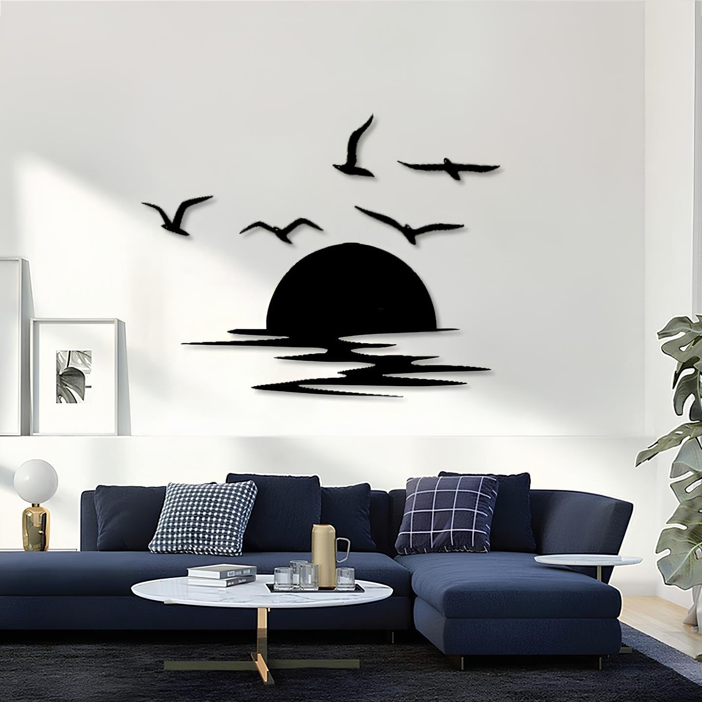 Sunset Scene Metal Wall Art Birds Landscape Decor