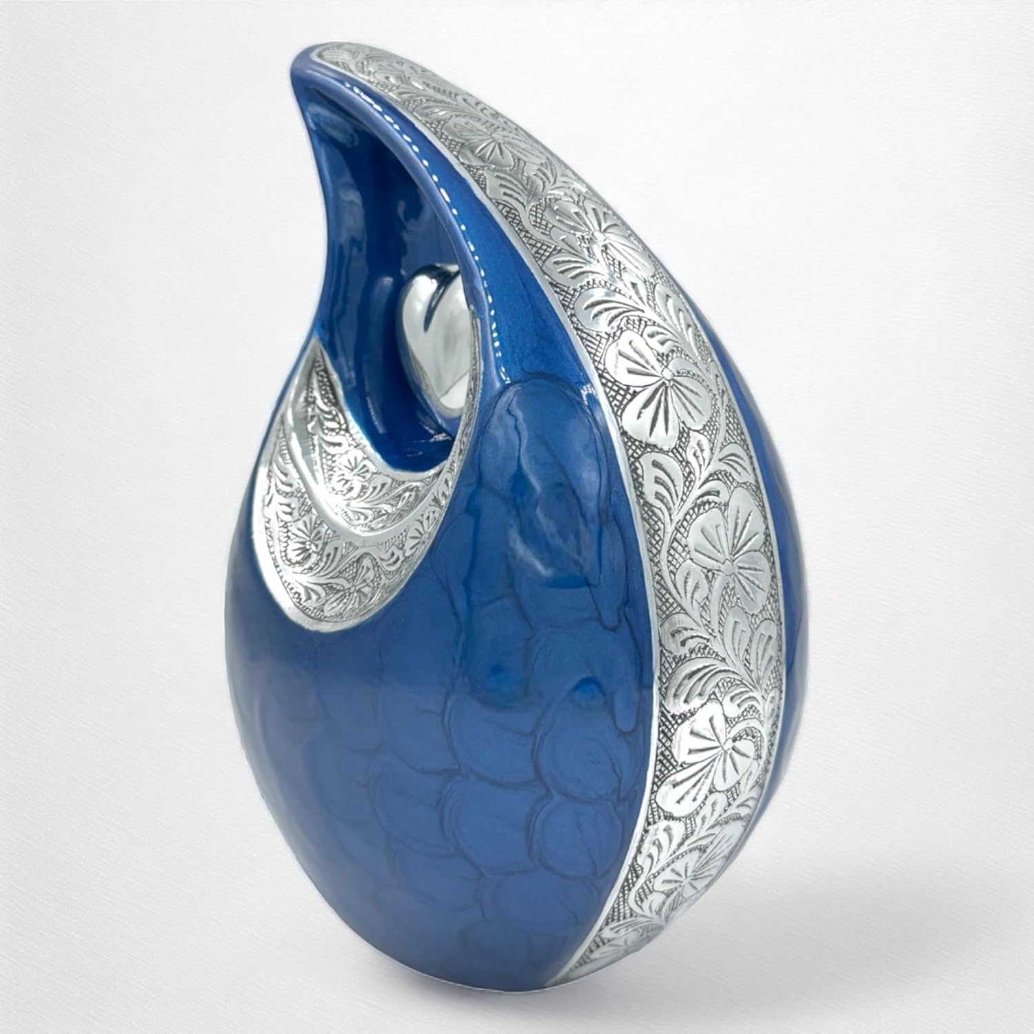 Elegant Blue Teardrop Cremation Urn for Human Ashes