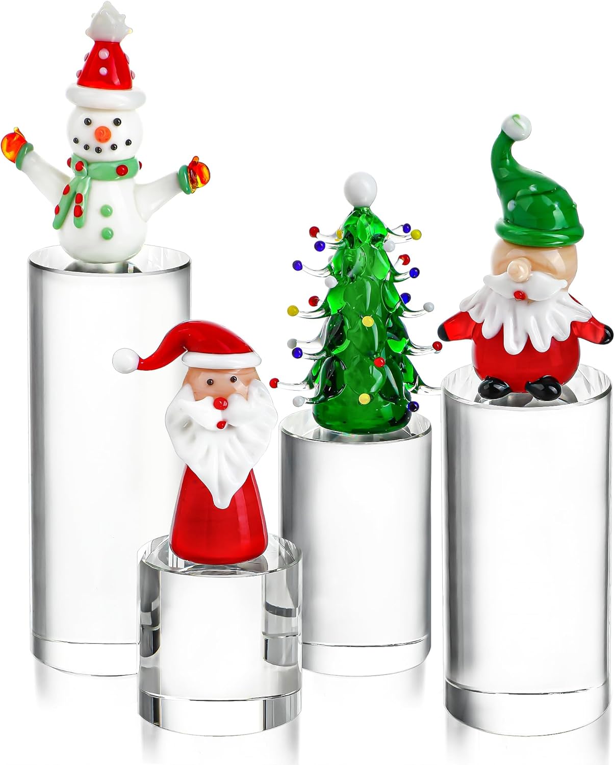 ZEERSHEE 4-Pack Clear Glass Cylinder Display Risers