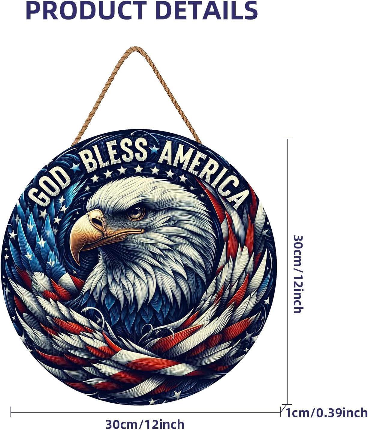 4th of July Patriotic Door Sign with Eagle and Flag Design