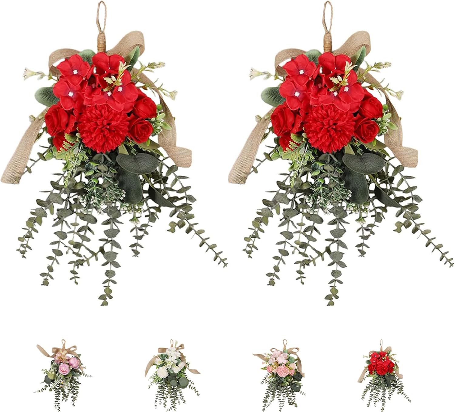 Eucalyptus Chrysanthemum Wreath Swag Hanger for Front Door