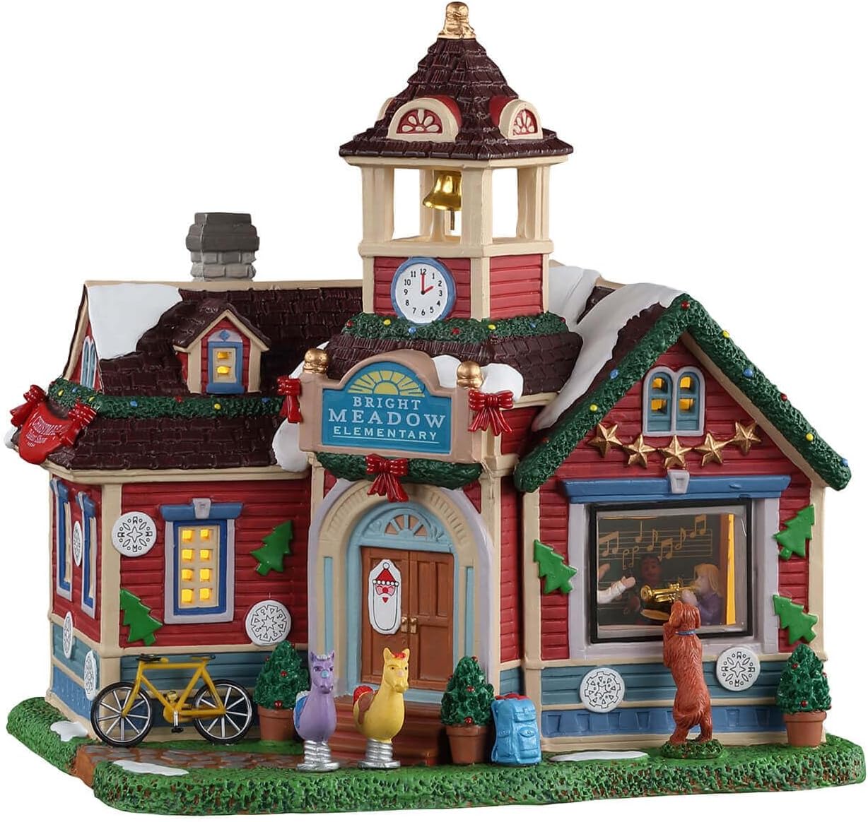 Lemax Bright Meadow Elementary School Wood Sculpture