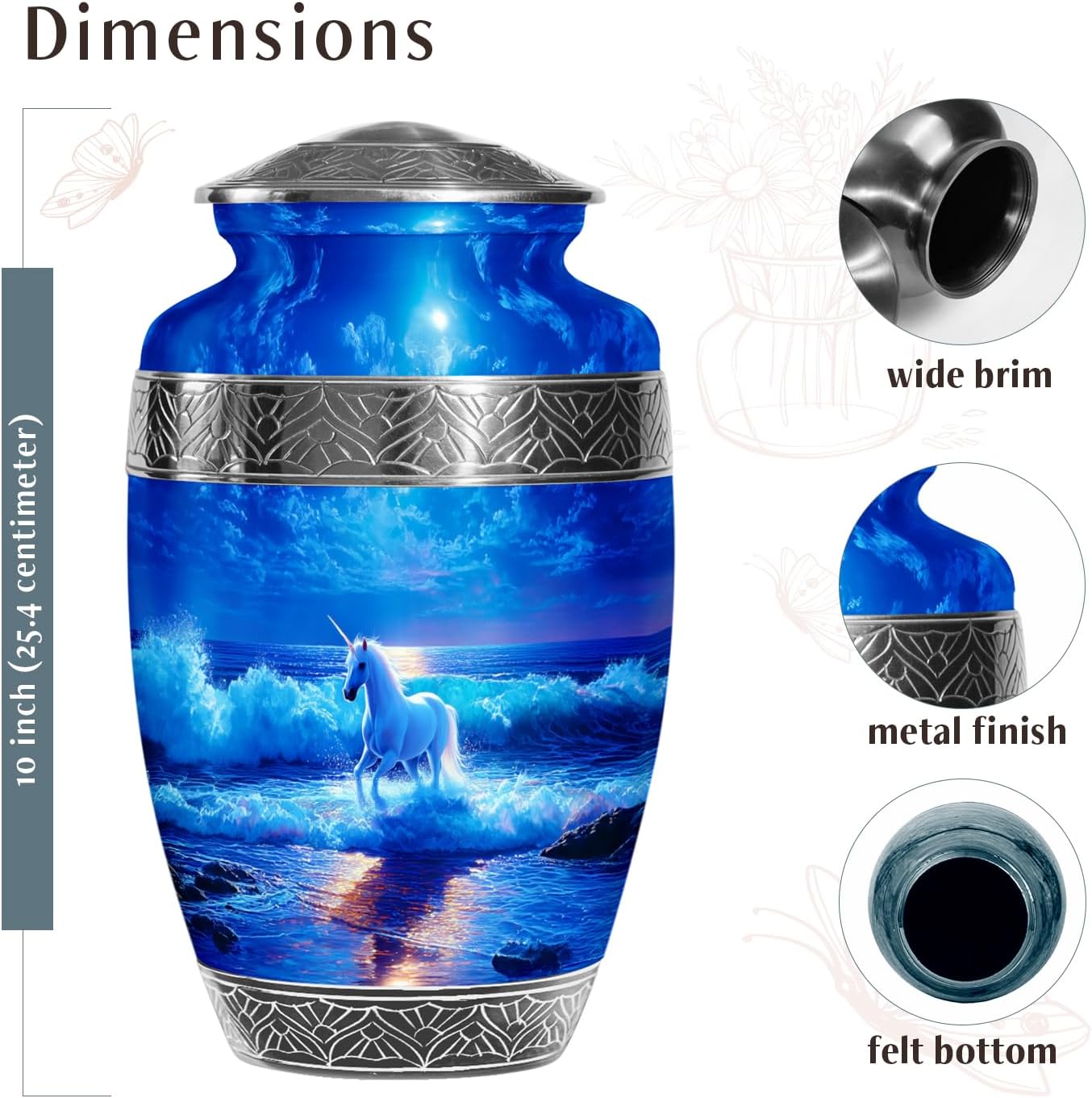 Unicorn Ashes Urn - 10 Inch Cremation Urn for Adults
