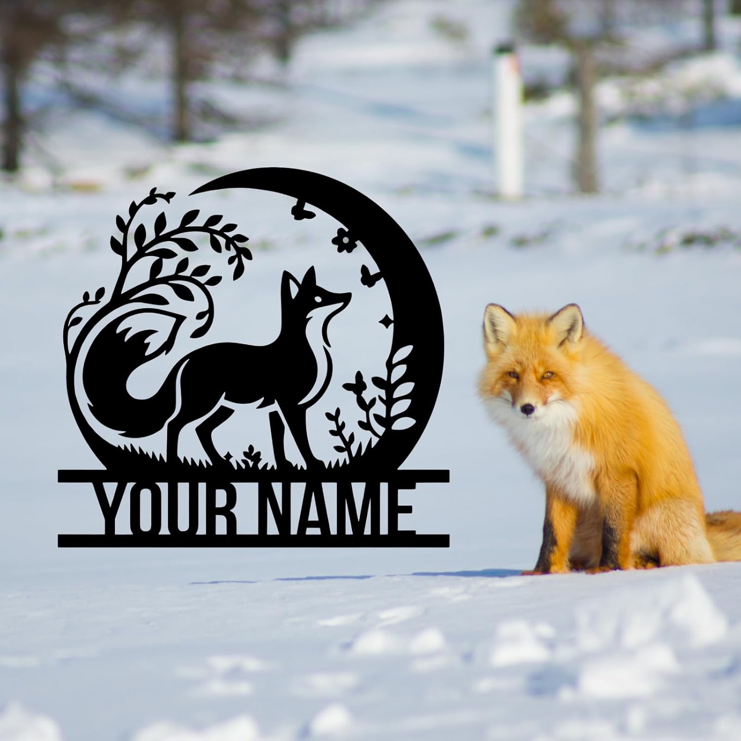 Houdoum Personalized Metal Fox Wall Art