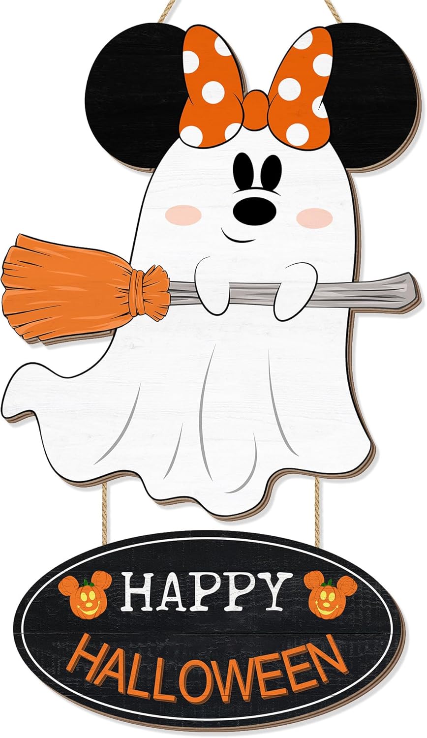Cute Halloween Mouse Ghost Door Sign