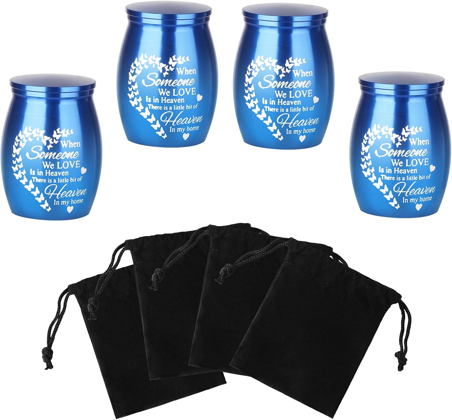 Mini Urns for Ashes Keepsake Set of 4 Blue