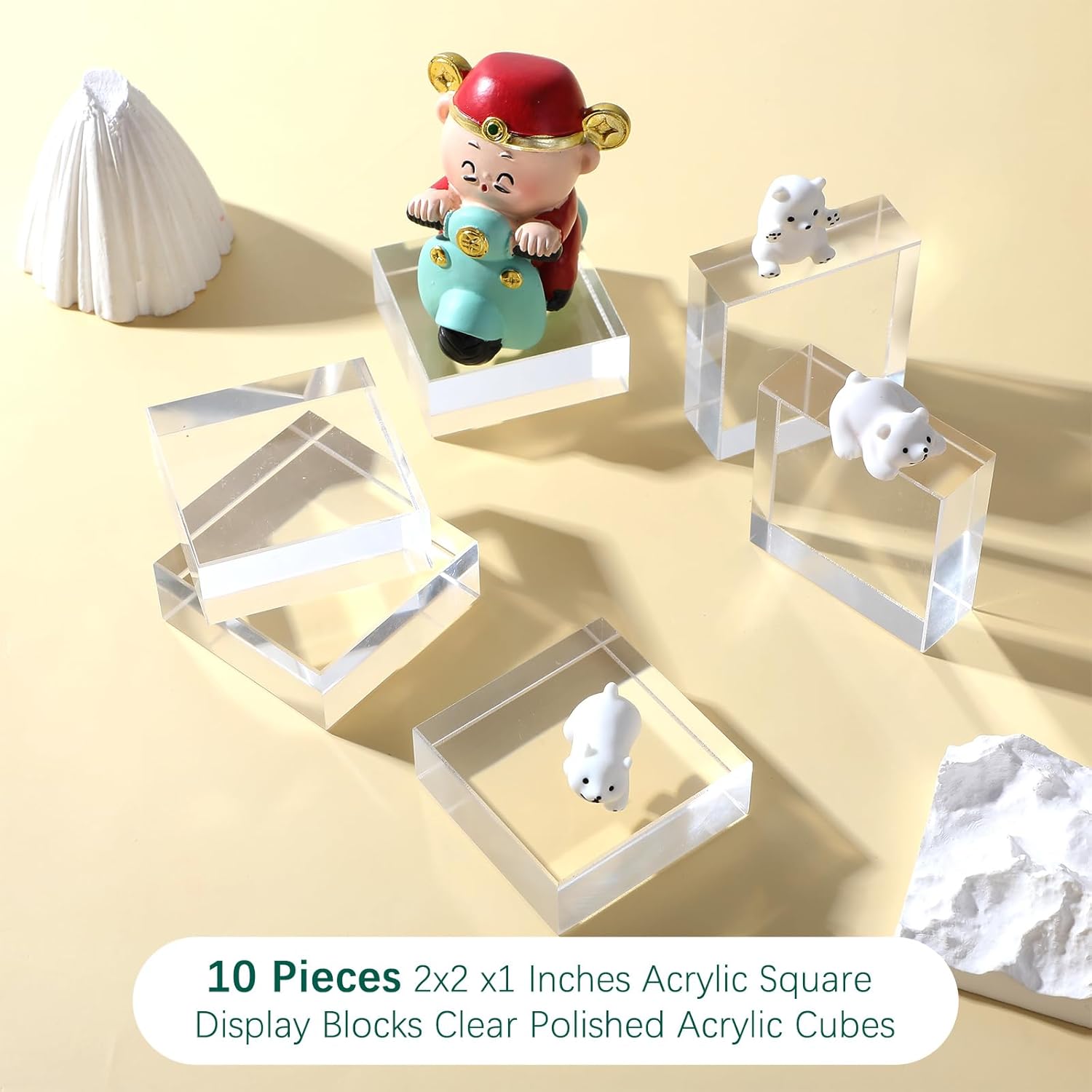 10 Piece Clear Acrylic Display Blocks for Jewelry and Collectibles