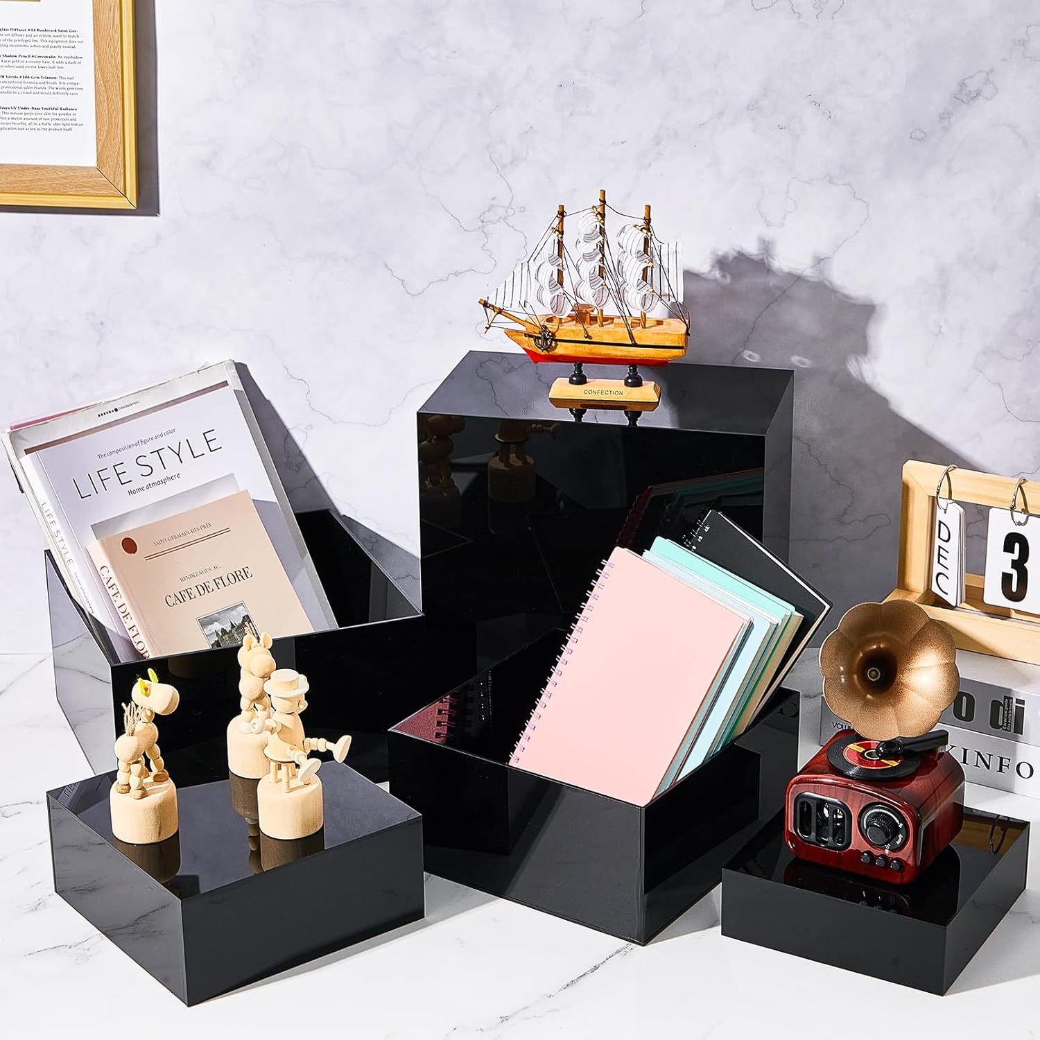 Sintuff 5 Pcs Acrylic Risers Display Stands
