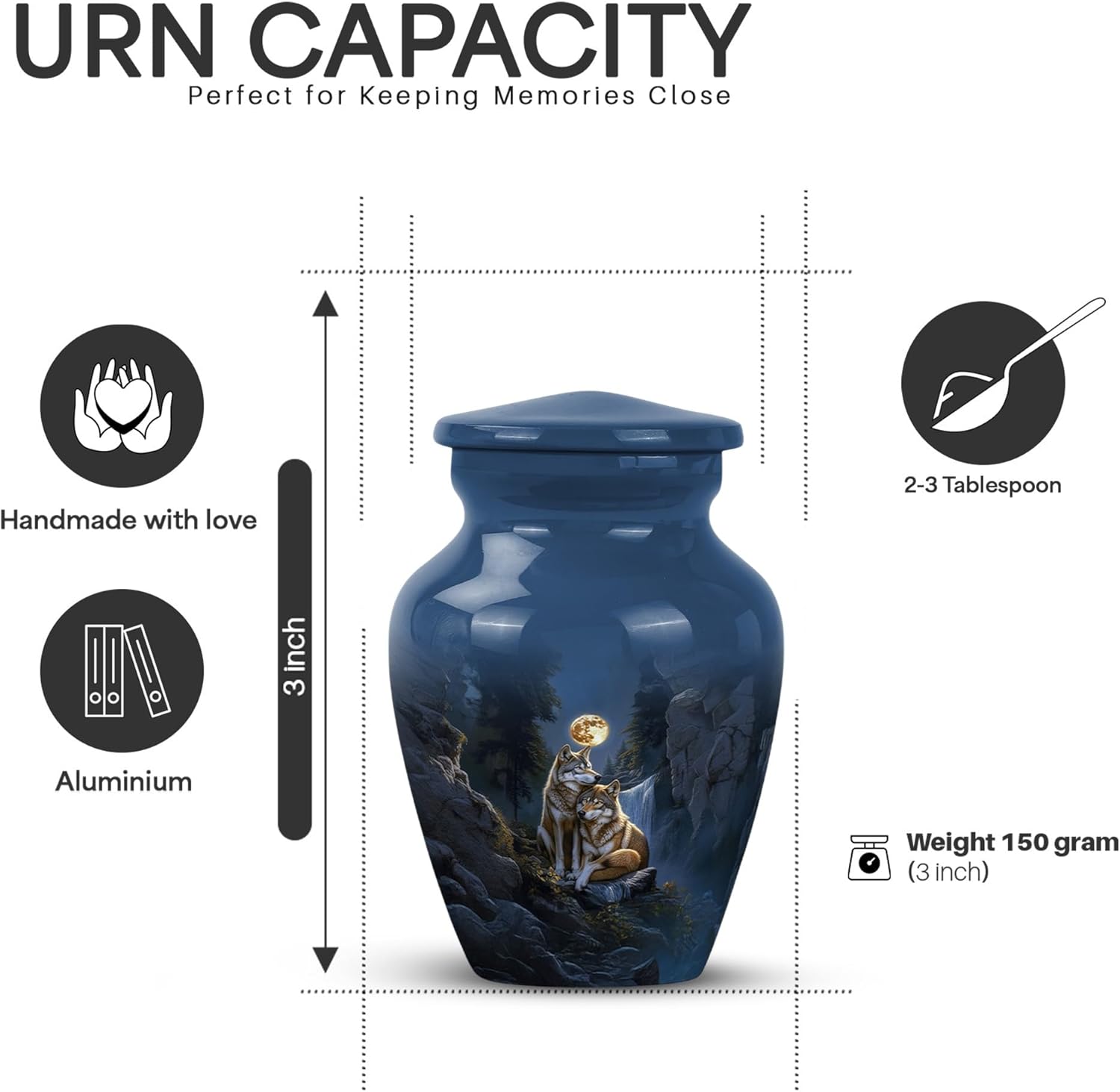 Yatskia Wolf Urn for Ashes 3 Inch