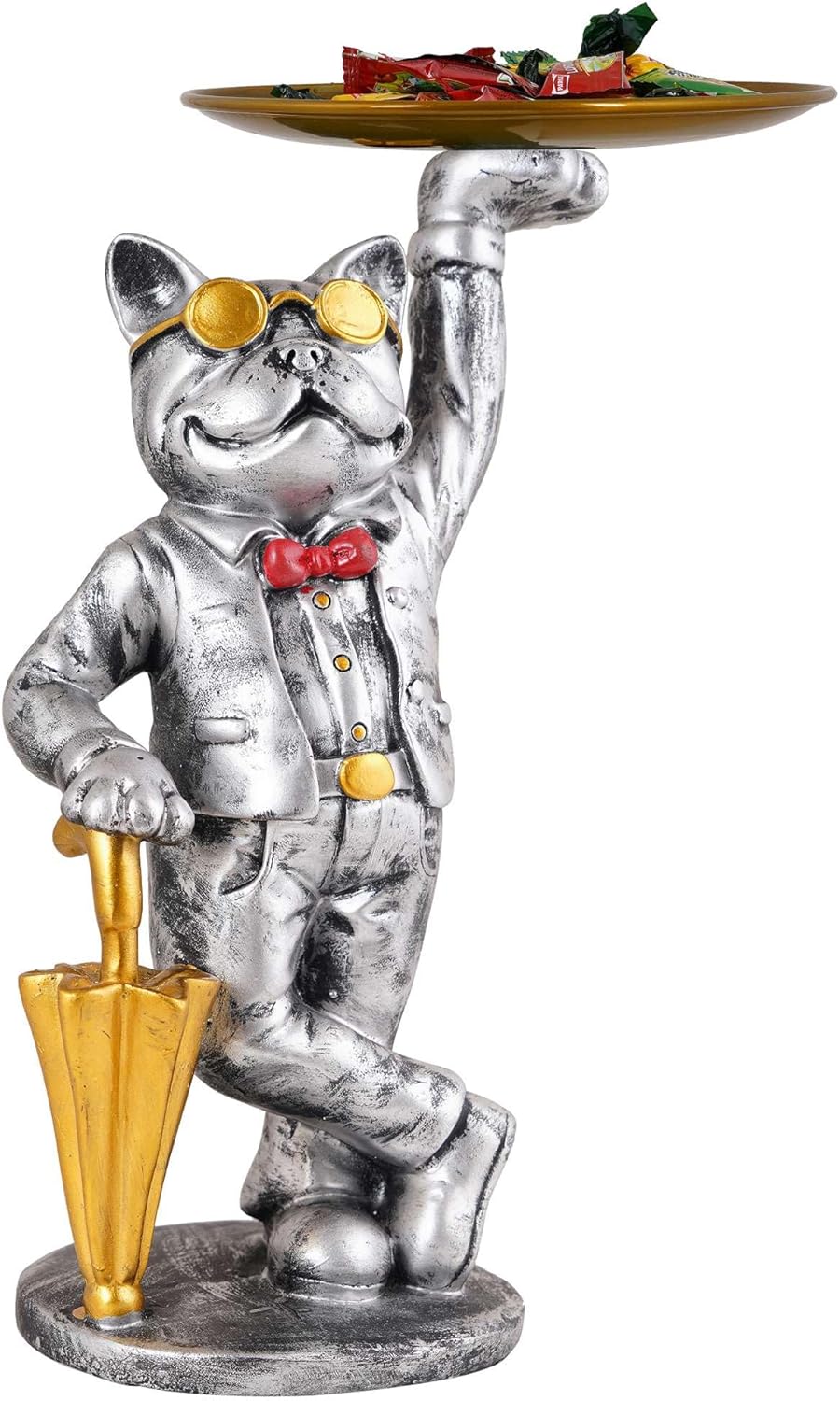 Cute Cool Dog Showpiece with Plate for Home Decor