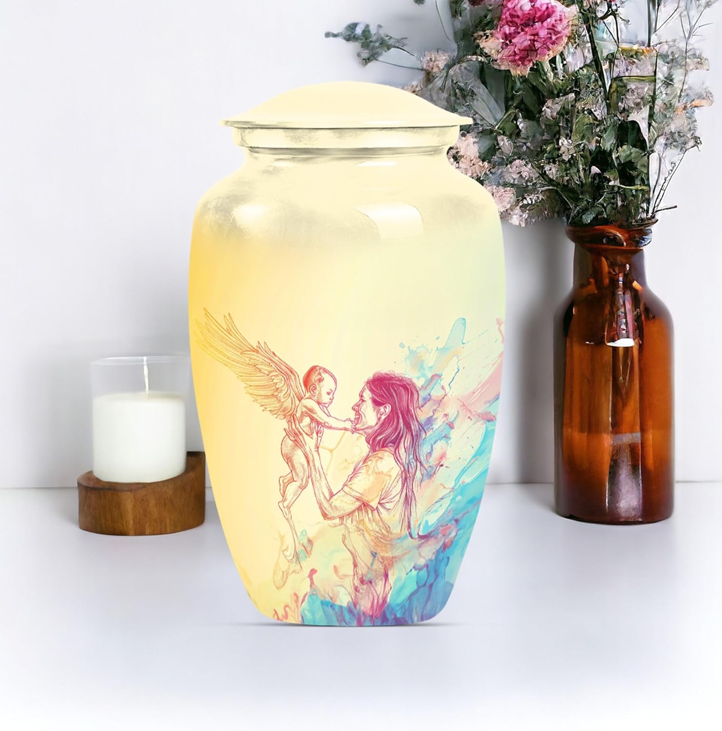 Large Velvet Urn for Ashes - Cremation Urn for Men and Women