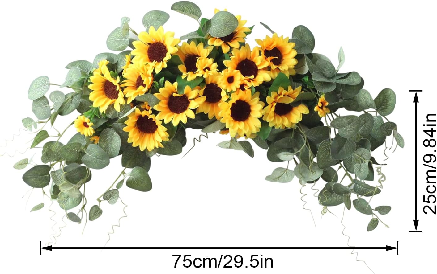 Artificial Sunflower Swag with Eucalyptus 295In Wall Arch Hanging Wreath
