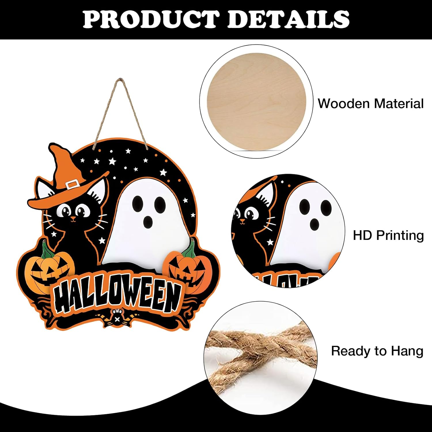 Bolisom Halloween Door Wreath Sign Decor