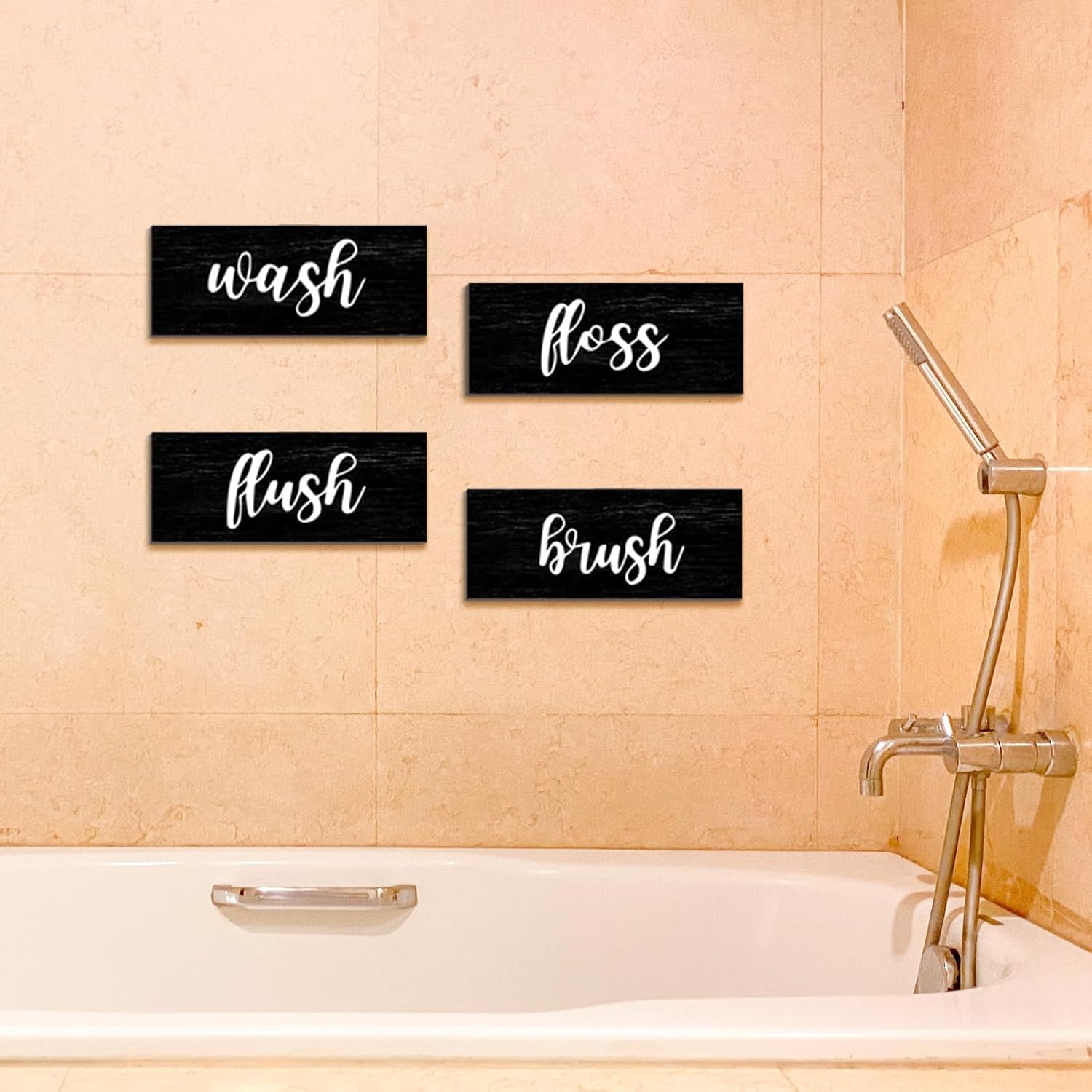 Bathroom Wall Decor with Wash Brush Floss Flush Sign