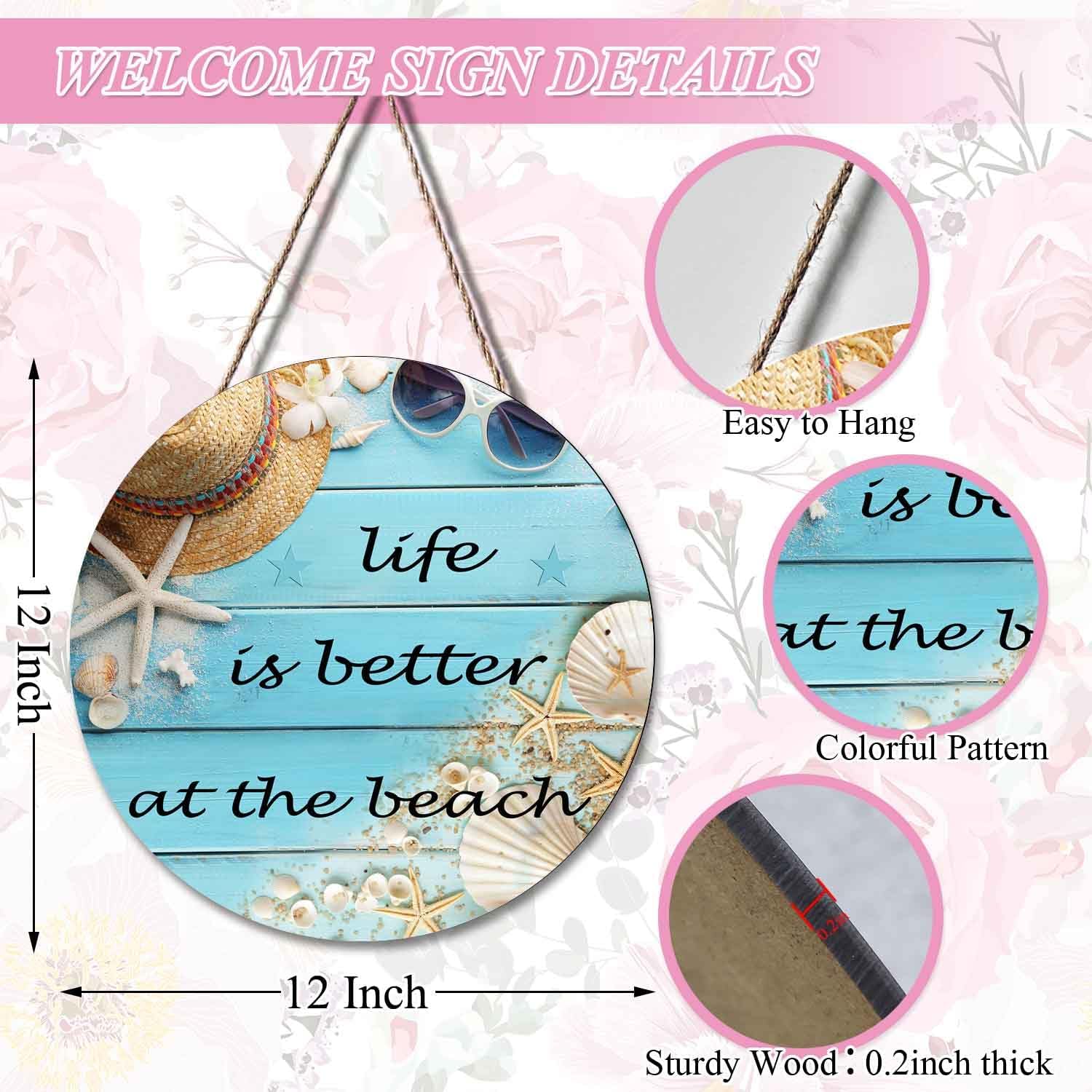 Seashells Front Door Wreath Welcome Sign