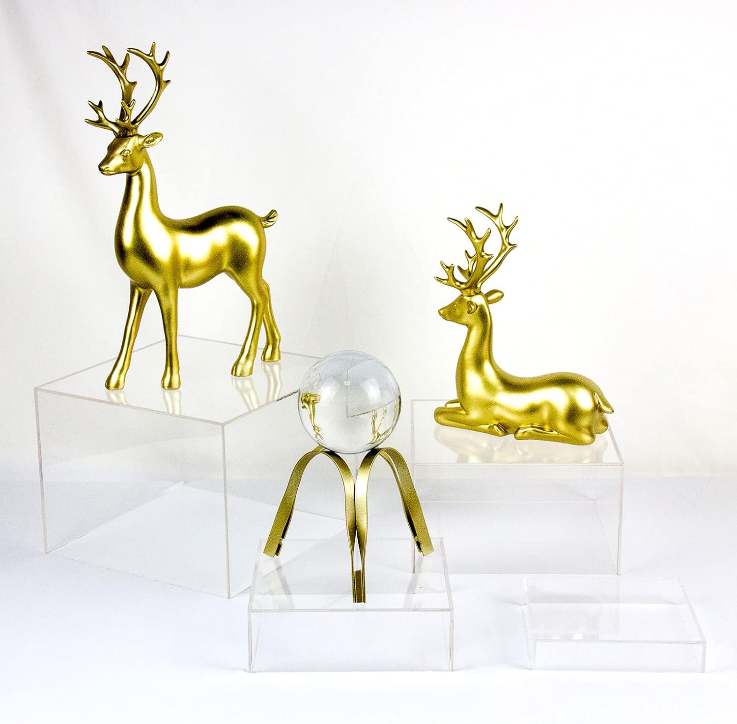 Clear Acrylic Cube Display Box 4 Pcs Risers Stands