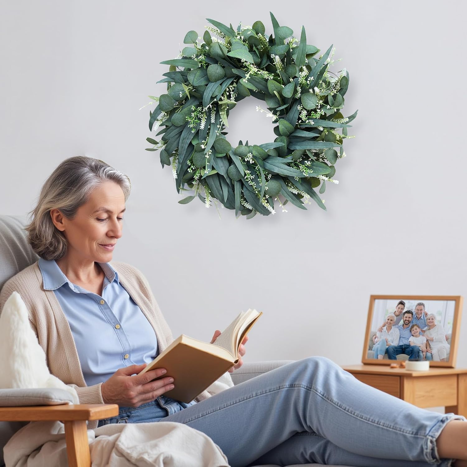 24-26 Inch Eucalyptus Wreath for Front Door and Wall