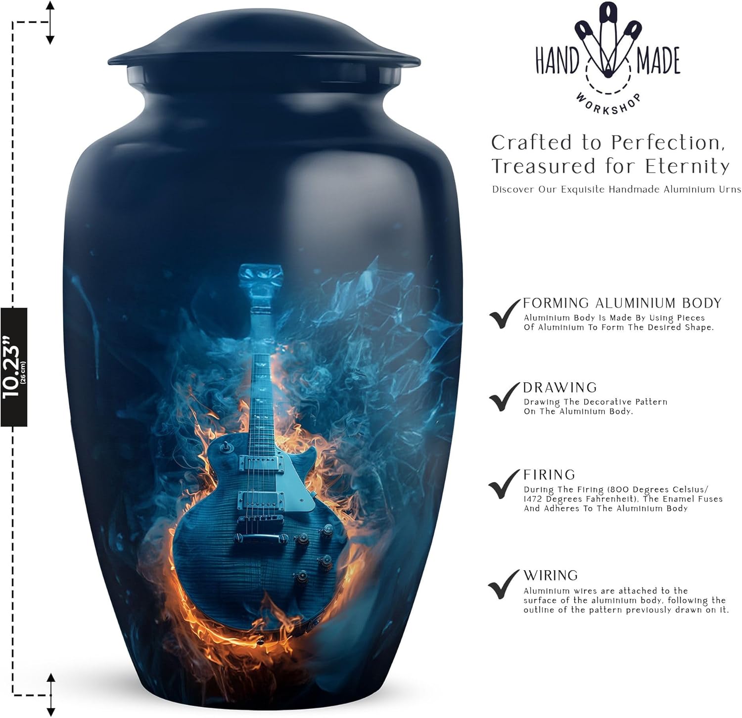 Guitar Urn for Human Ashes - Custom Blue 10 Inch