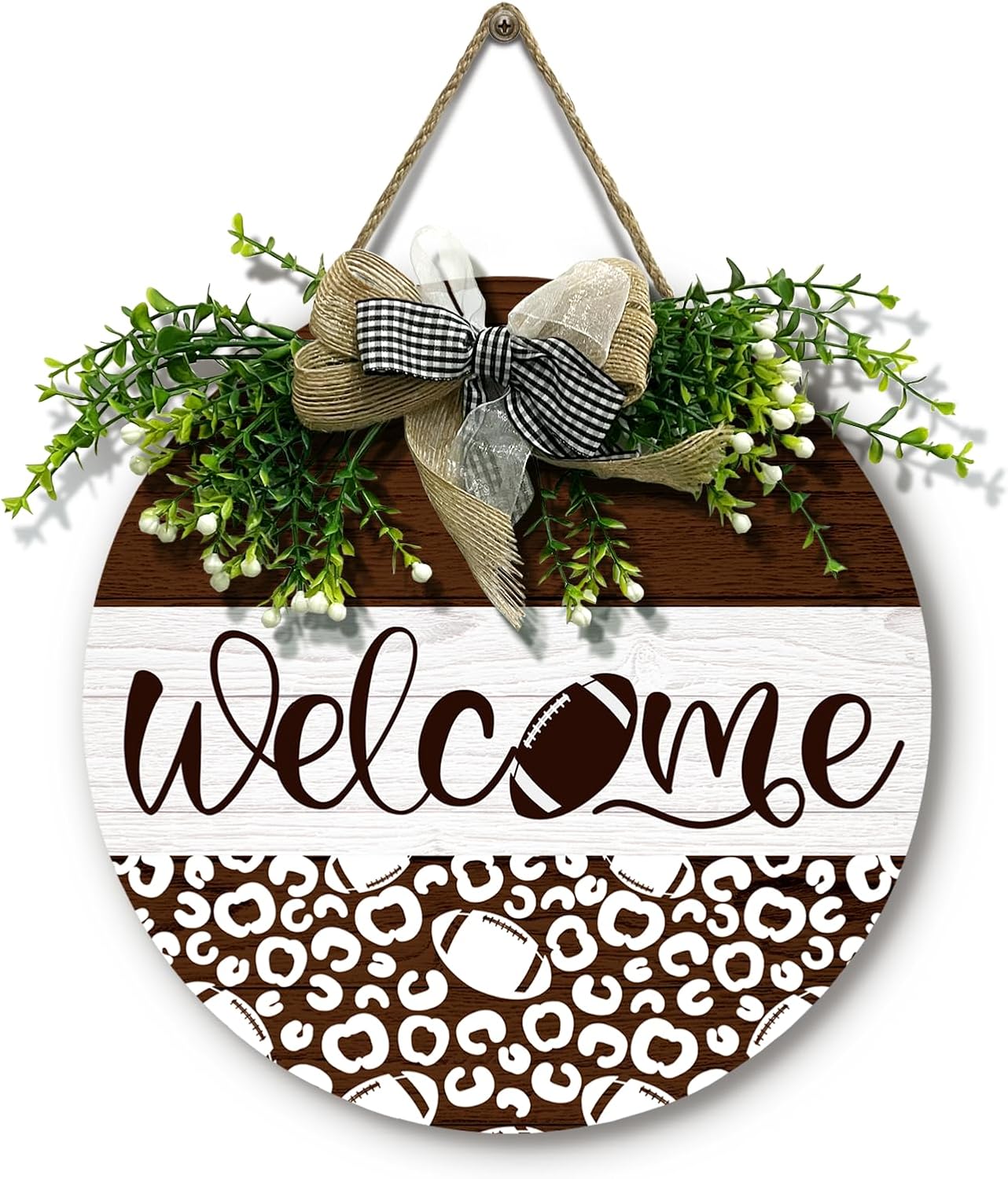Wooden Football Welcome Sign 12x12 Inches