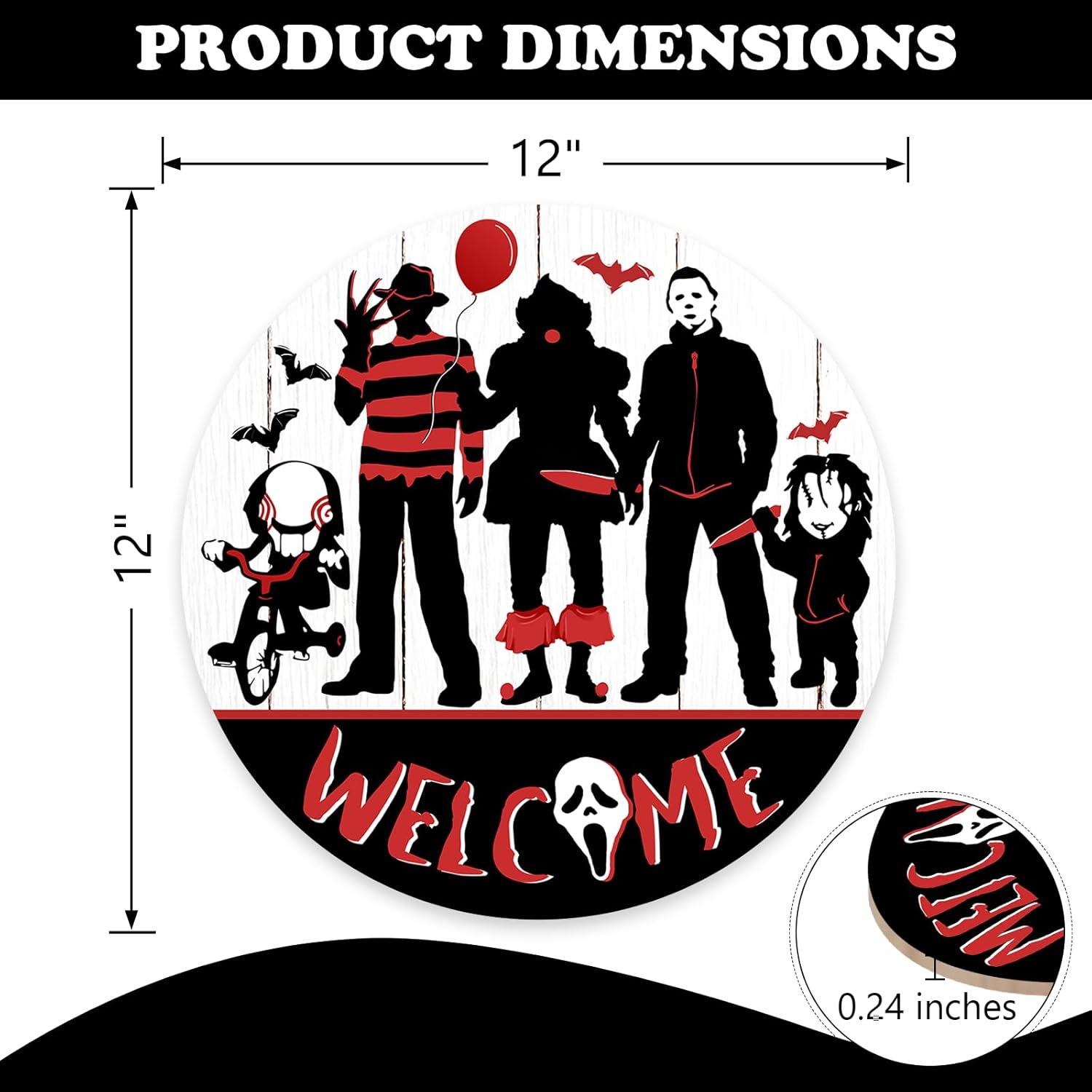 Welcome Halloween Horror Movie Characters Front Door Sign