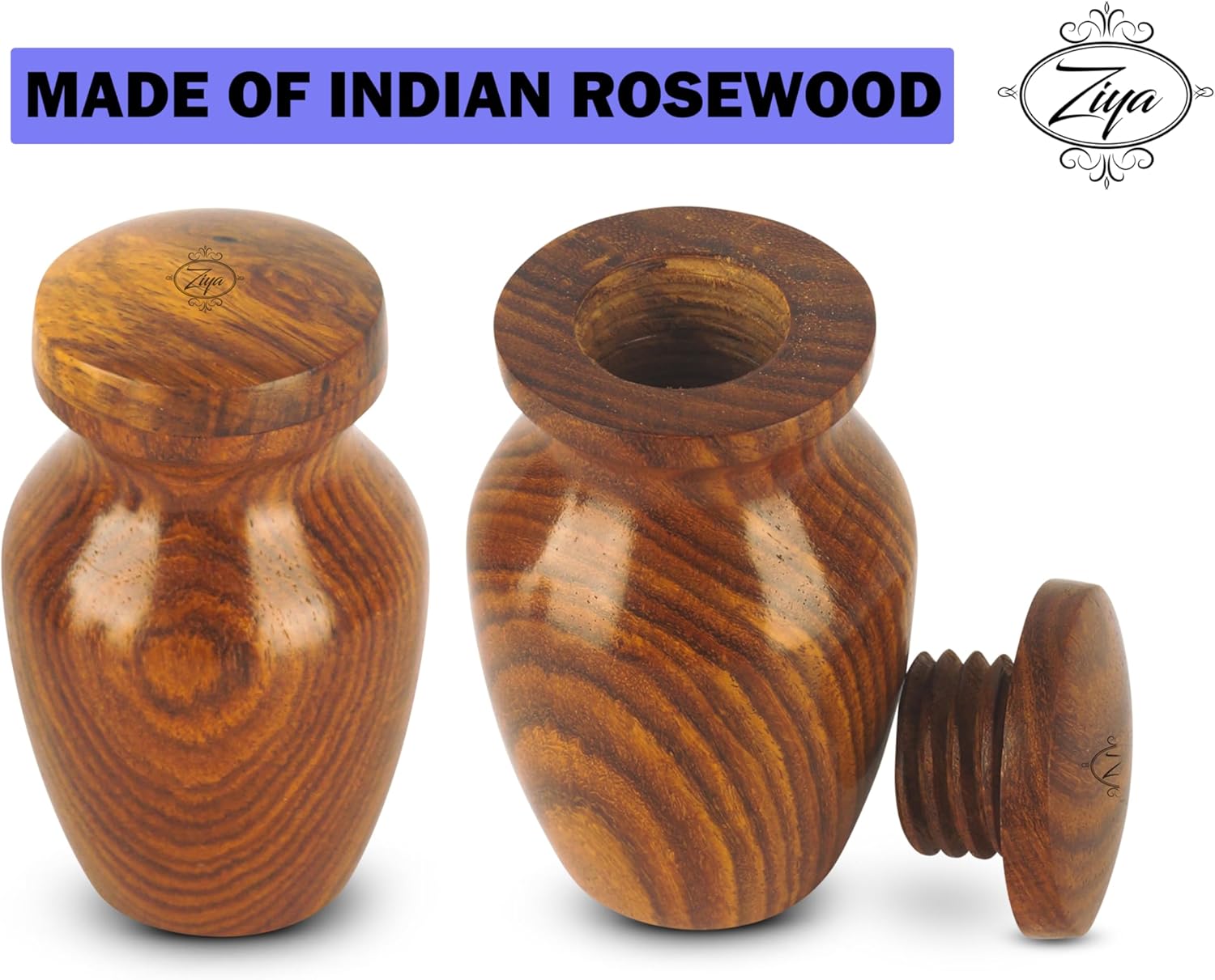 ZIYA Wooden Mini Cremation Urn Set of 4 with Velvet Case