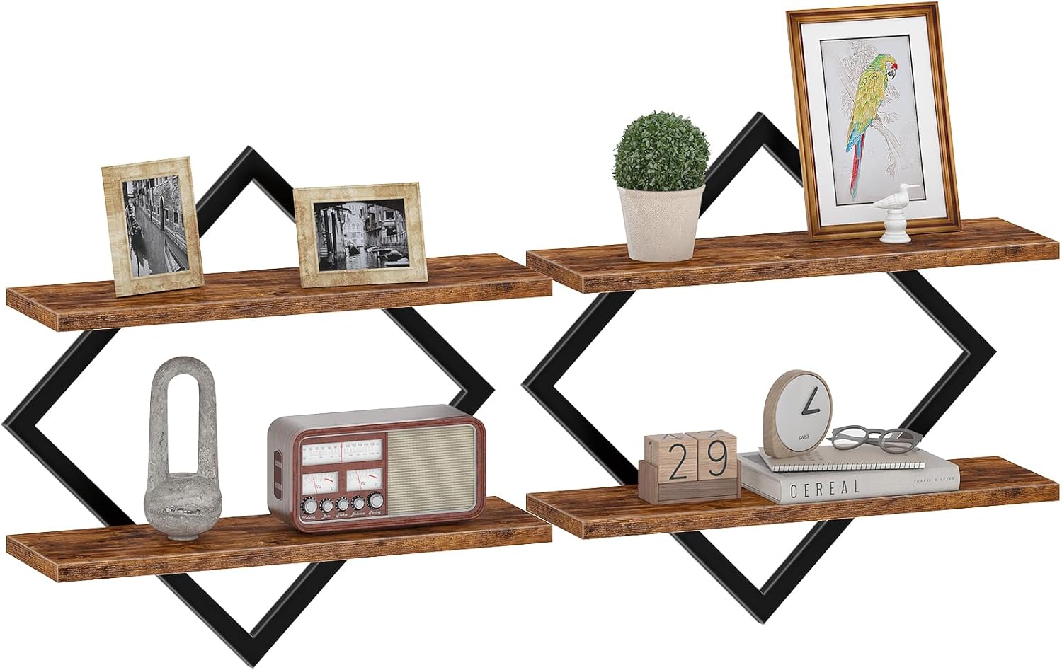 CHOEZON Floating Shelves Set of 2 Rustic Brown