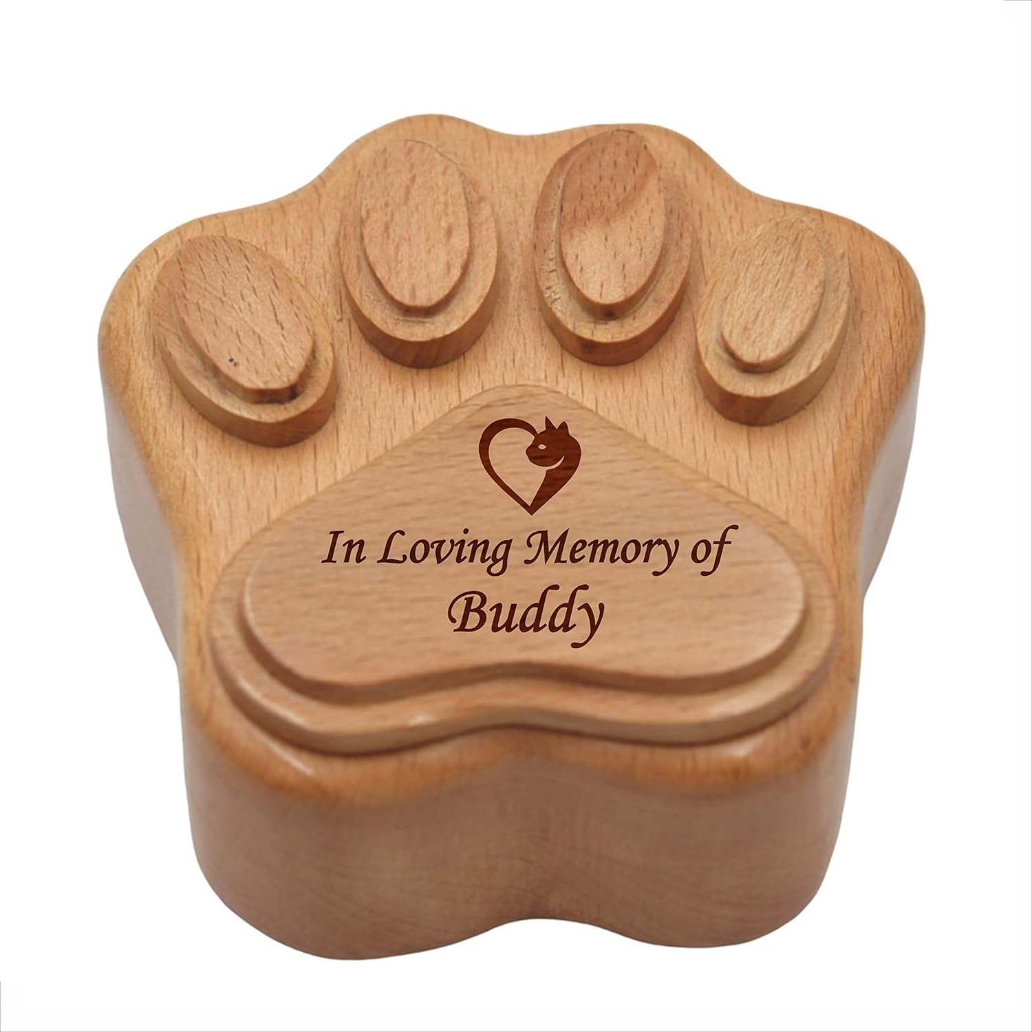 Pet Cremation Urn Paw Shape Wooden Keepsake Small