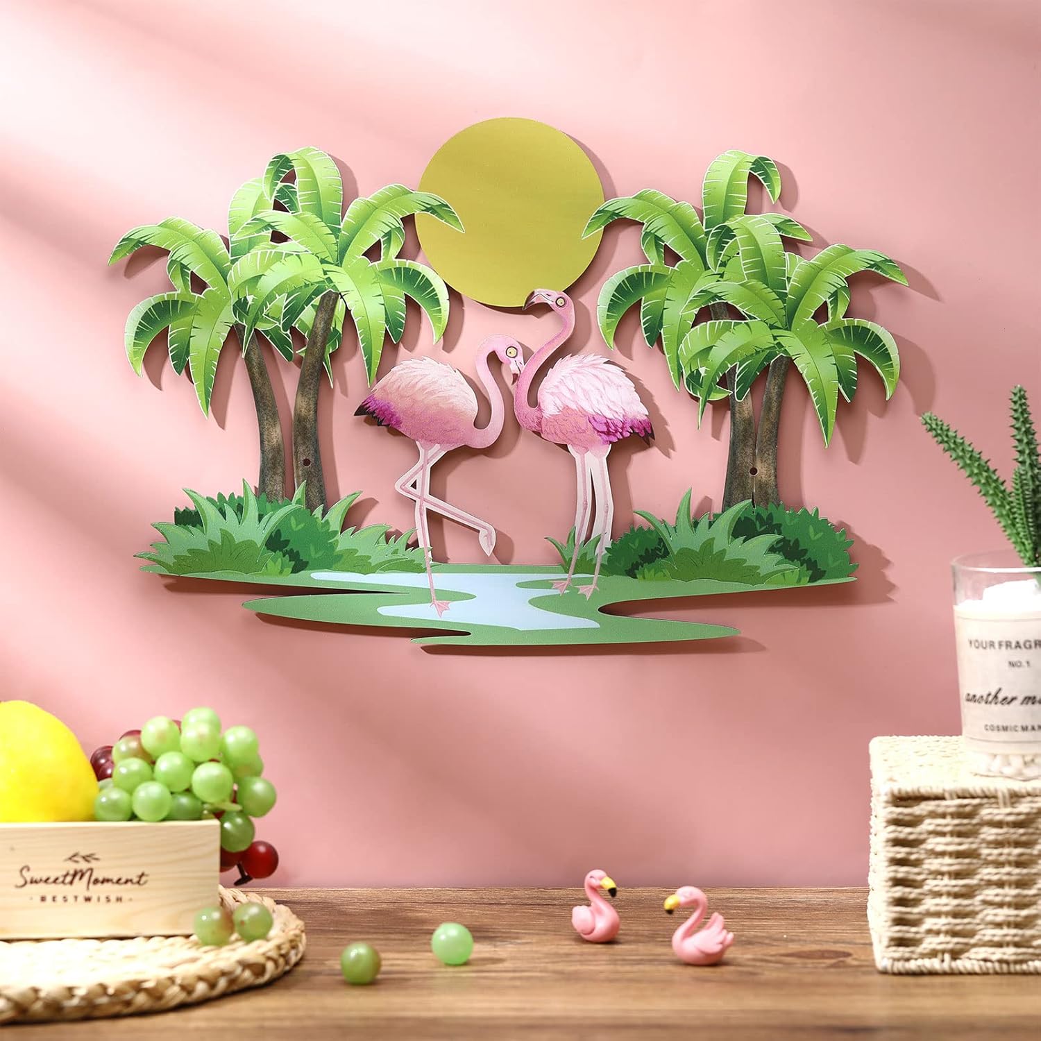 Taiyin Flamingo Palm Tree Wall Art Decor