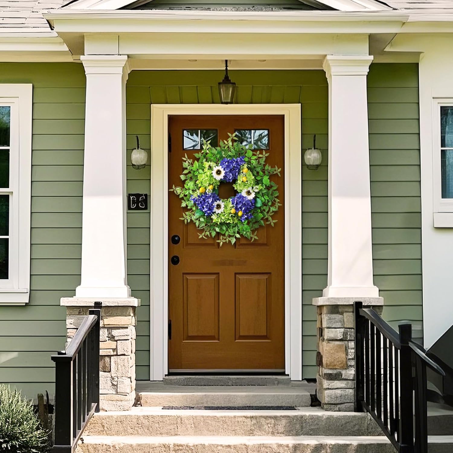 26 Inch Hydrangea Wreath for Front Door Decor