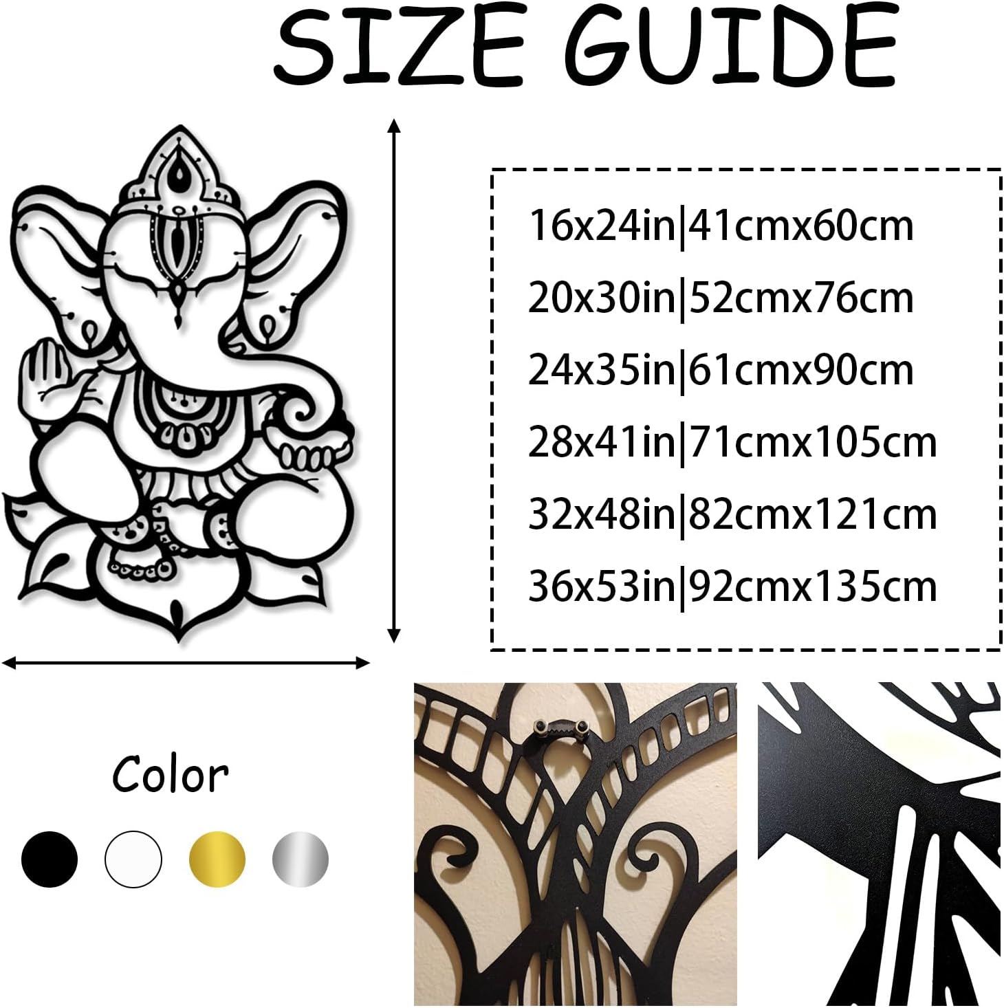 Ganesha Metal Wall Art for Living Room and Yoga Room