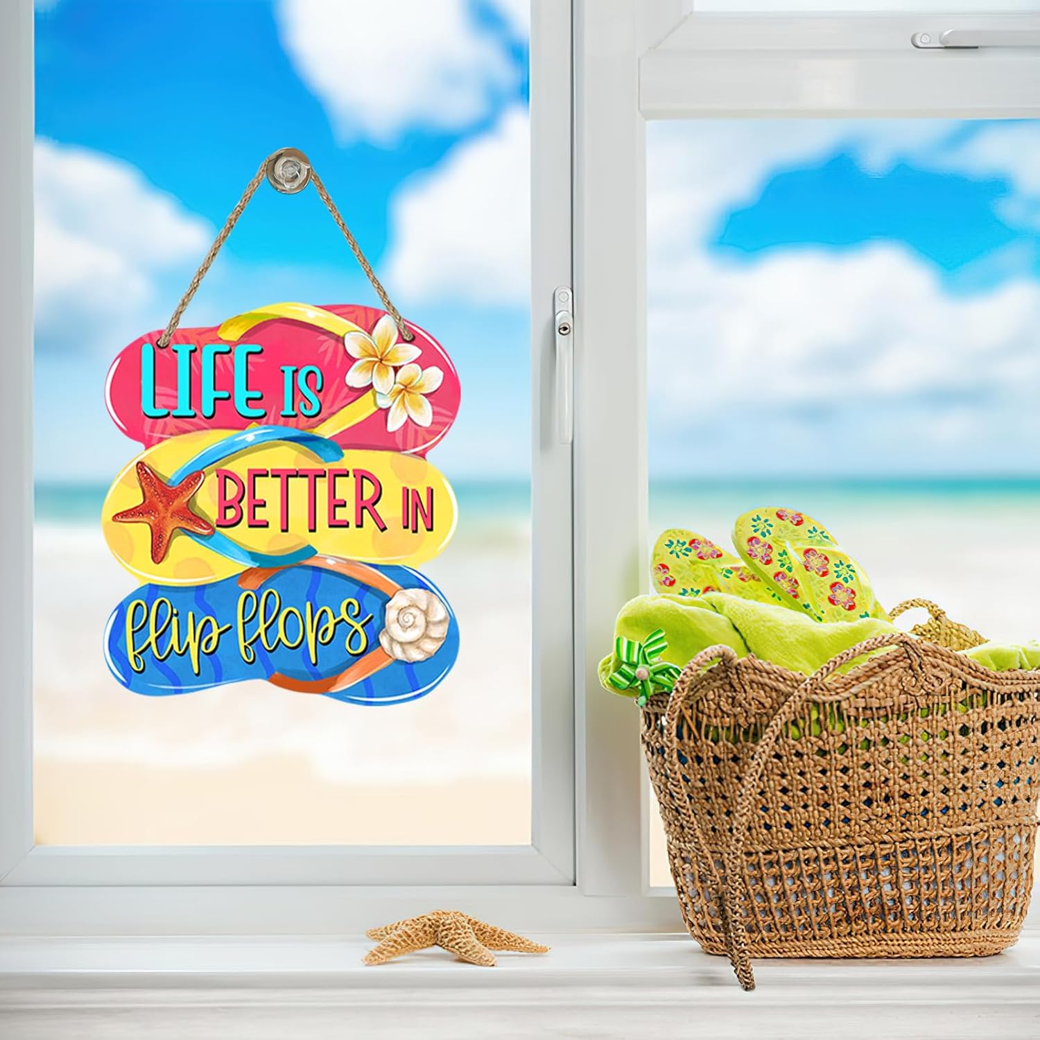 Bolisom Summer Life Flip Flops Beach Door Sign