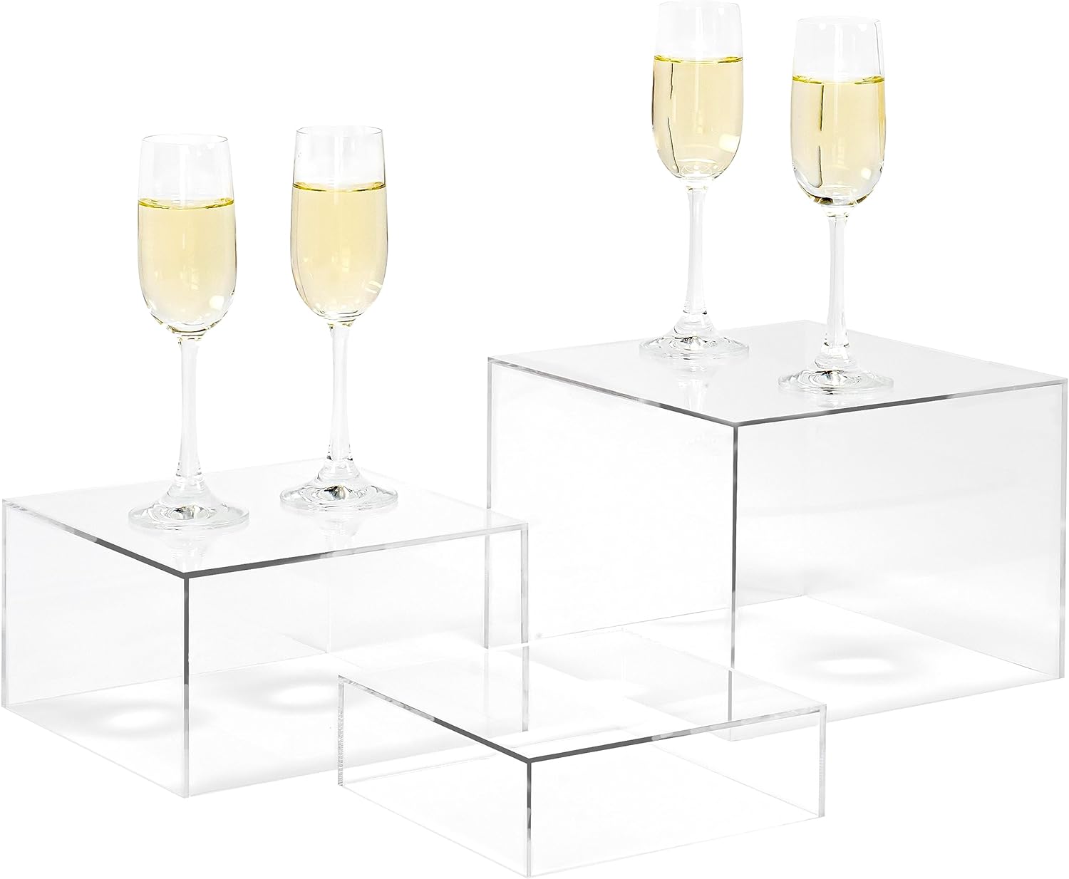 Red Co Set of 3 Acrylic Cube Risers with Hollow Bottoms