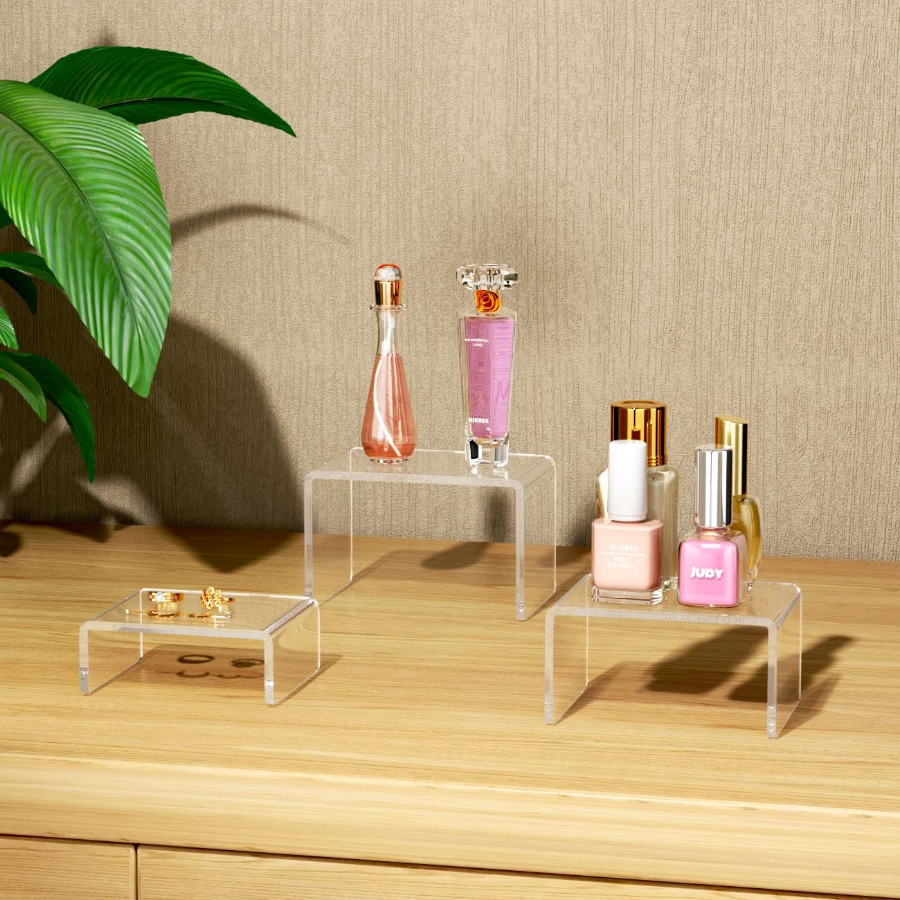 NIUBEE Acrylic Display Riser Stands 2 Sets 3 Steps