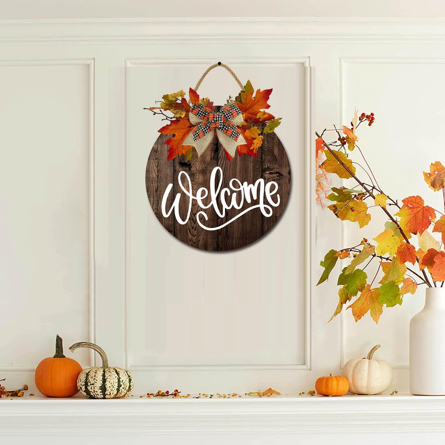 Rustic Wooden Fall Welcome Sign Halloween Decor
