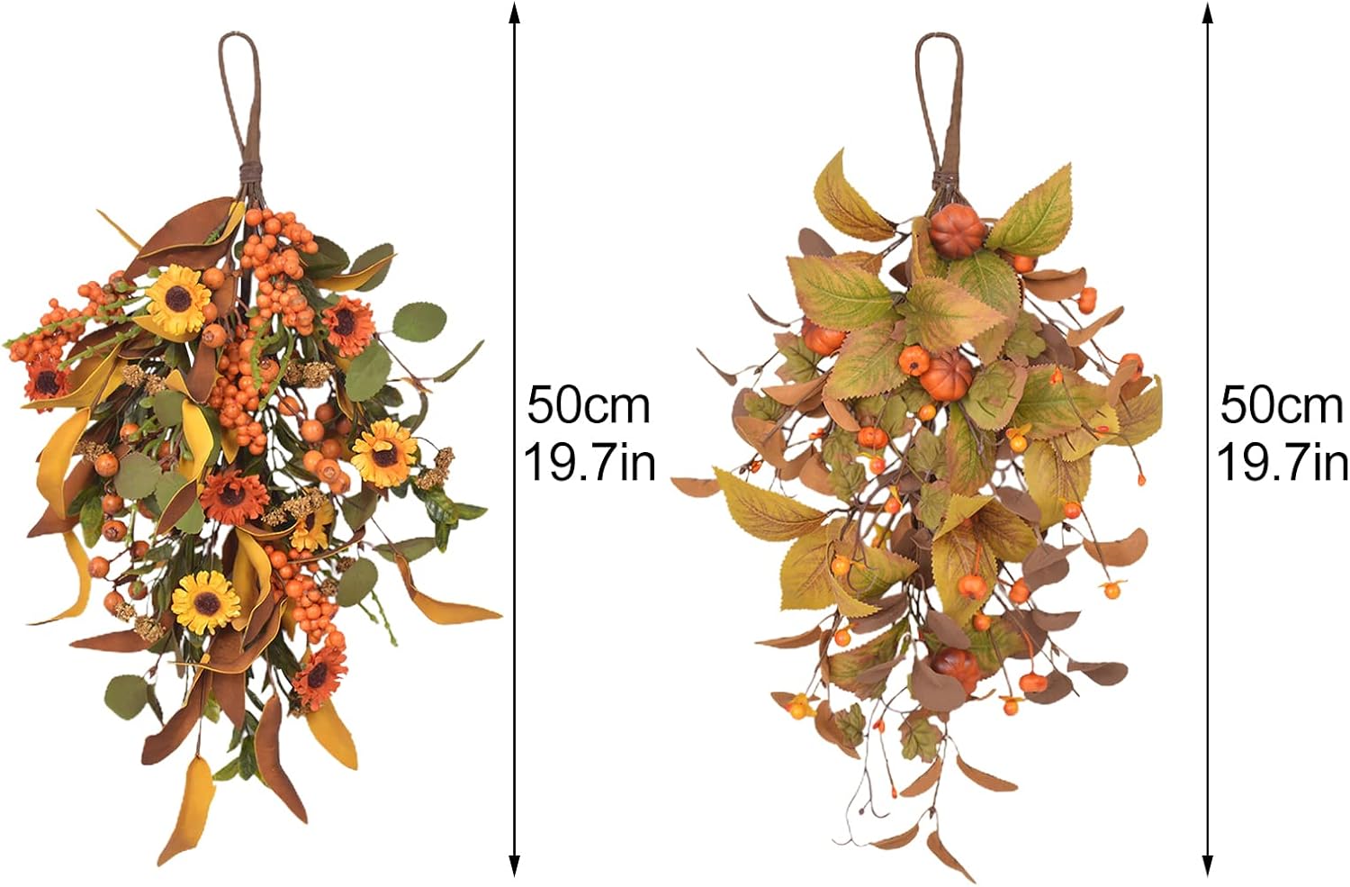 Fall Harvest Teardrop Swag Artificial Decor Thanksgiving Door Wall