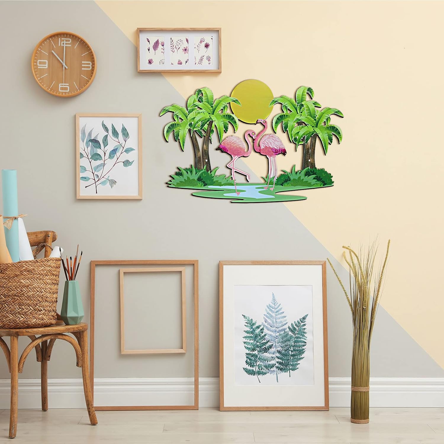 Taiyin Flamingo Palm Tree Wall Art Decor